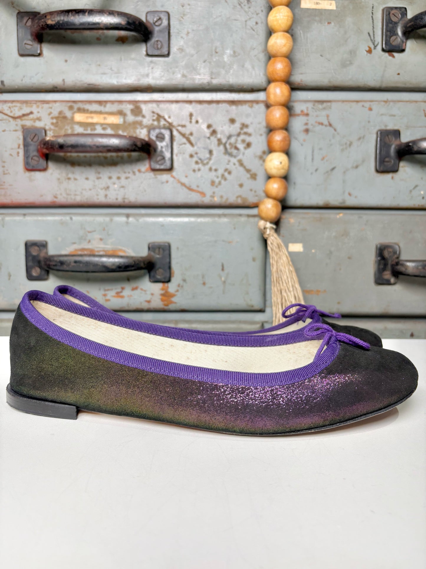 W Shoe Size 41 (10 - 10.5) Repetto Purple Leather Goatskin Flats