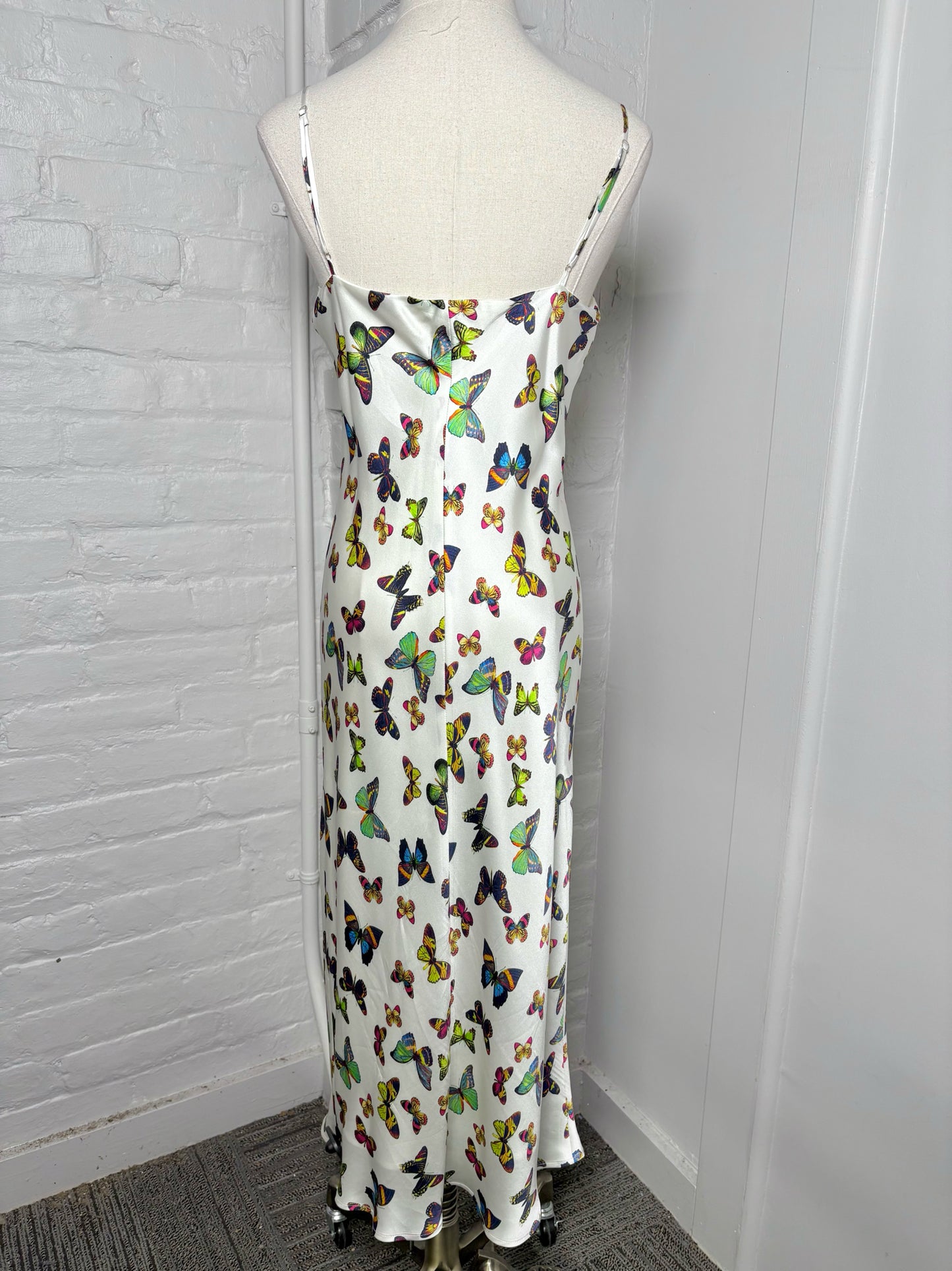 Women Size 4 L'Agence Cream Butterflies Midi Slip Dress