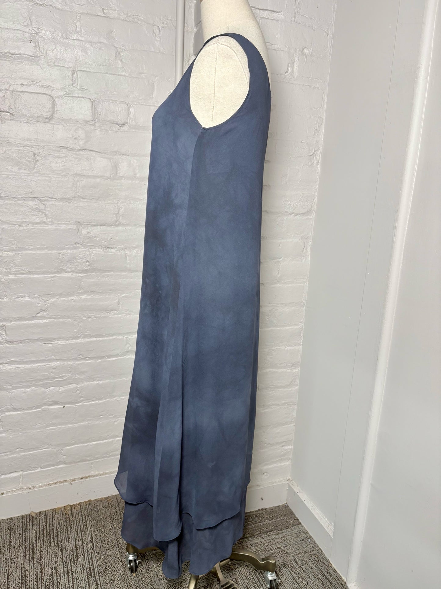 Women Size M Max Mara Blue Solid Silk Midi Dress