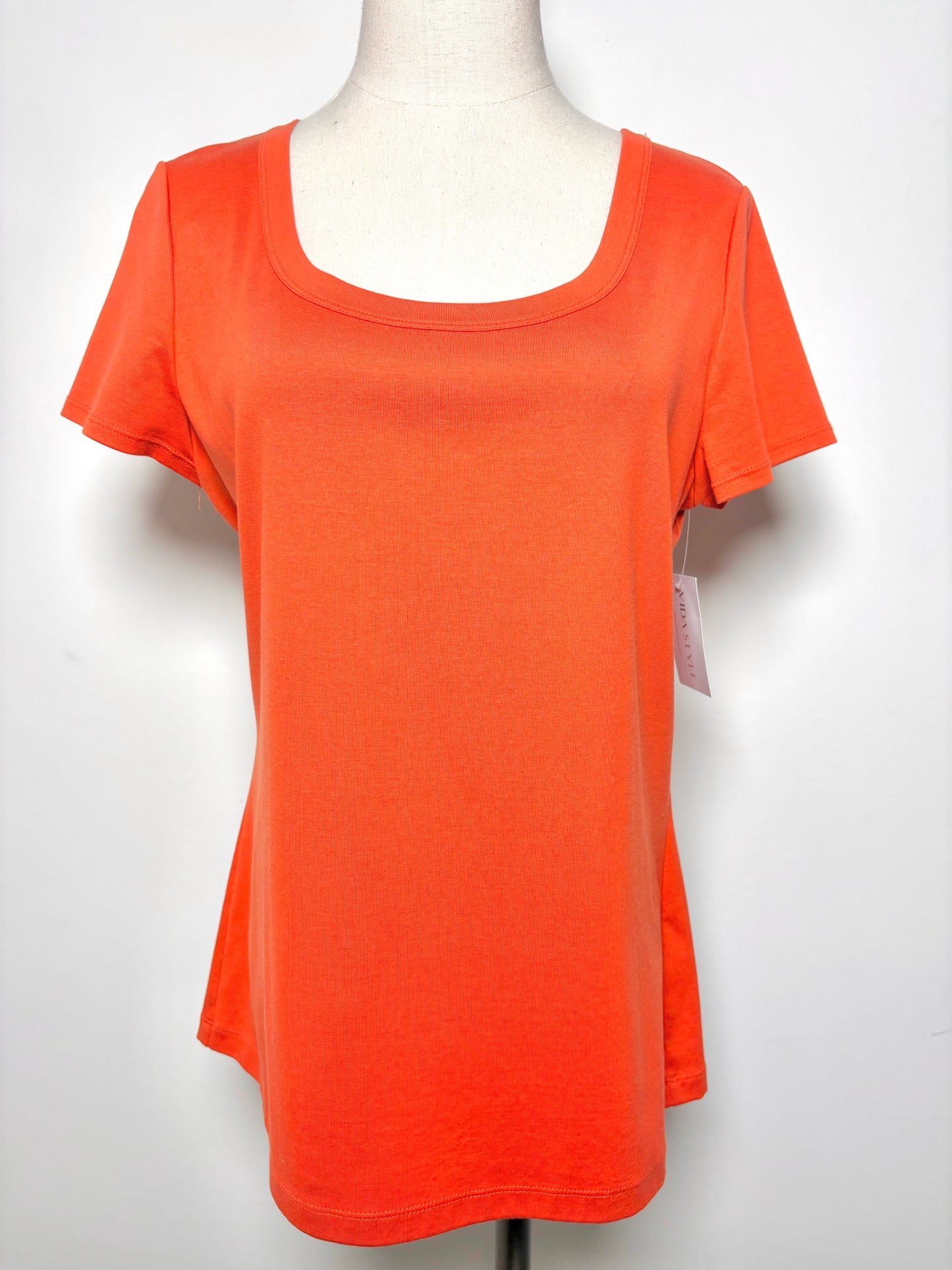 Women Size L Lafayette 148 Orange Solid Cotton Shirt