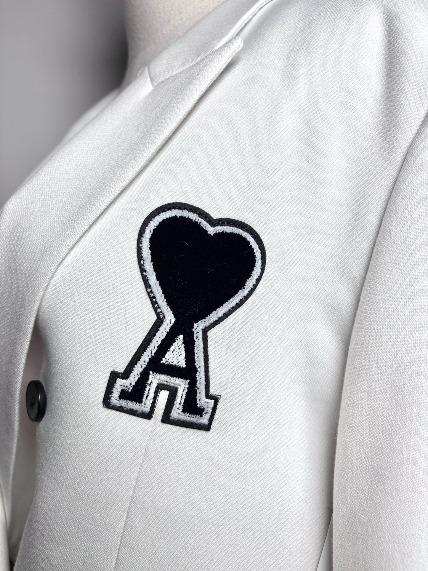 Women Size M No Label White Single Patch Blazer