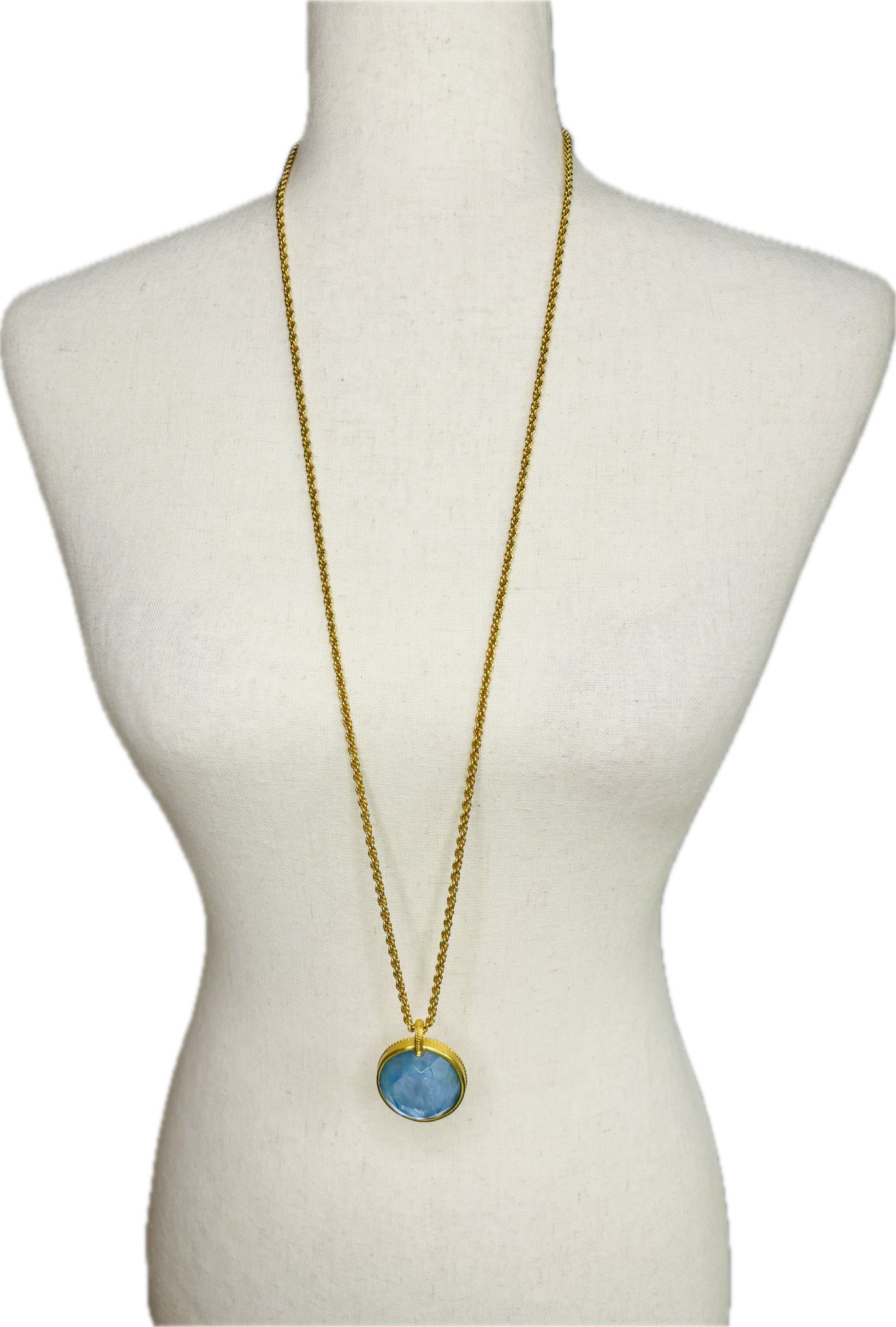 Julie Vos Gold Chalcedony Blue Necklace