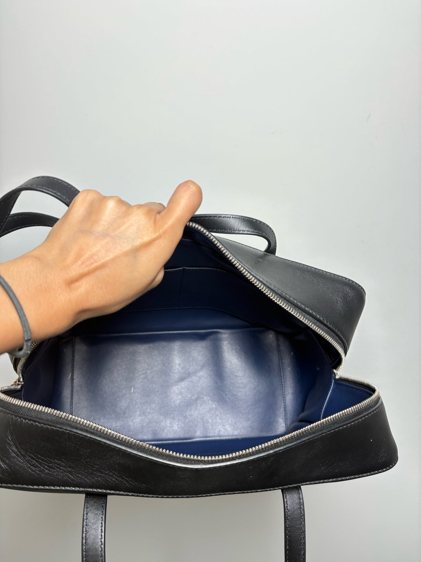 Tibi x Myriam Schaefer Colorblock Leather, Canvas Natural, Blue, Green Purse