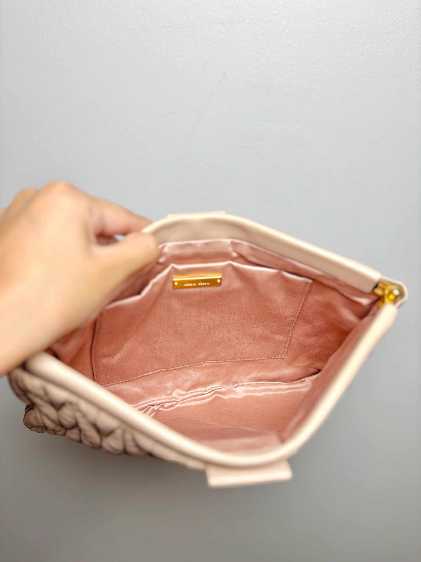 Miu Miu Leather Blush Pink Leather Small Cammeo Matellasse Clutch Purse