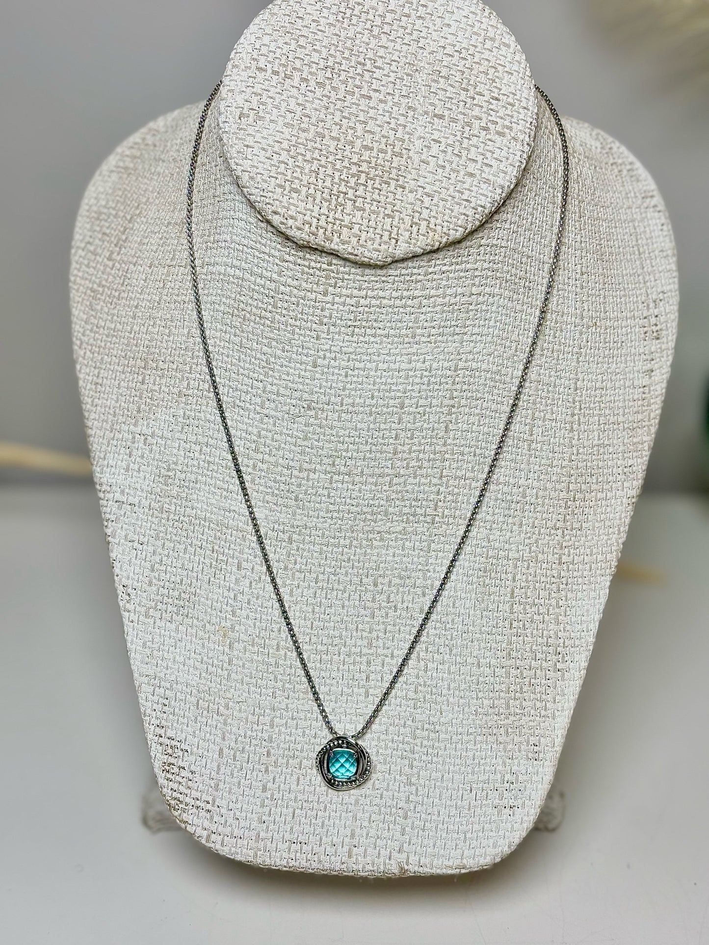 Blue David Yurman Blue Topaz Sterling Silver 17" Necklace