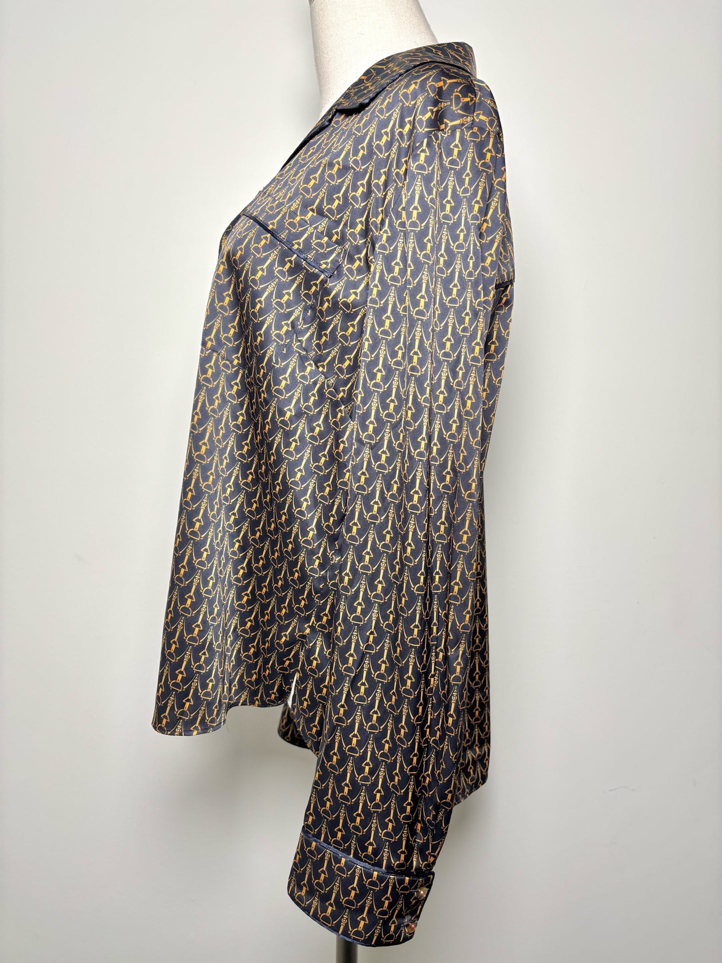 Women Size 16 Veronica Beard Black Horsebit Print NWT Blouse