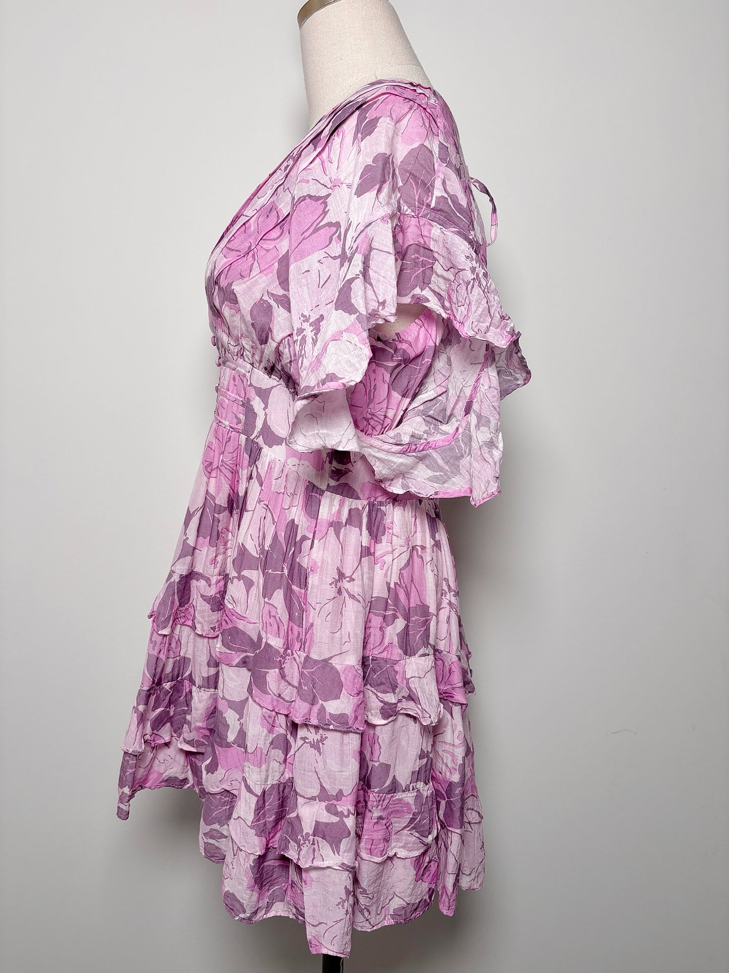 Women Size L Tularosa Lilac Floral Cotton, Silk Dress