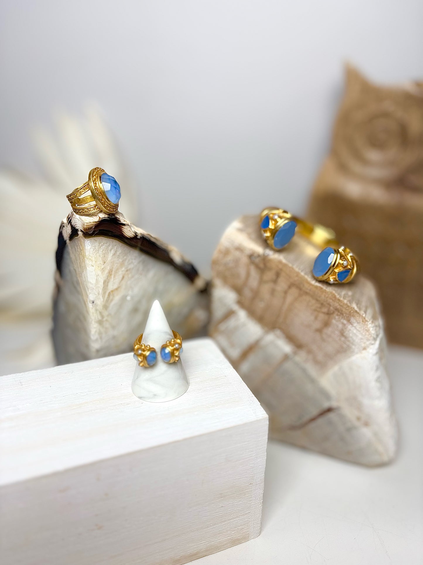 Gold Julie Vos Chalcedony Blue 5.5 24K Gold Plated Ring