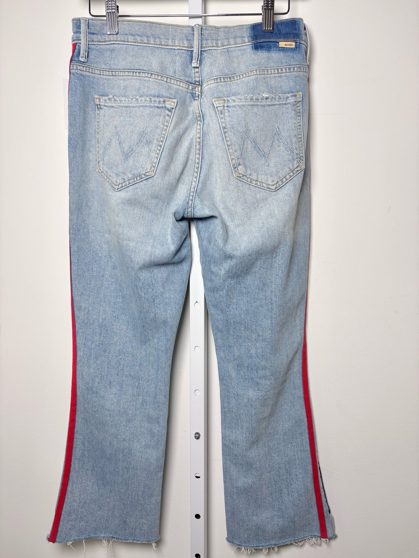 Women Size 27 (4) Mother Superior Light Blue w/ Striped Seams Denim Jeans