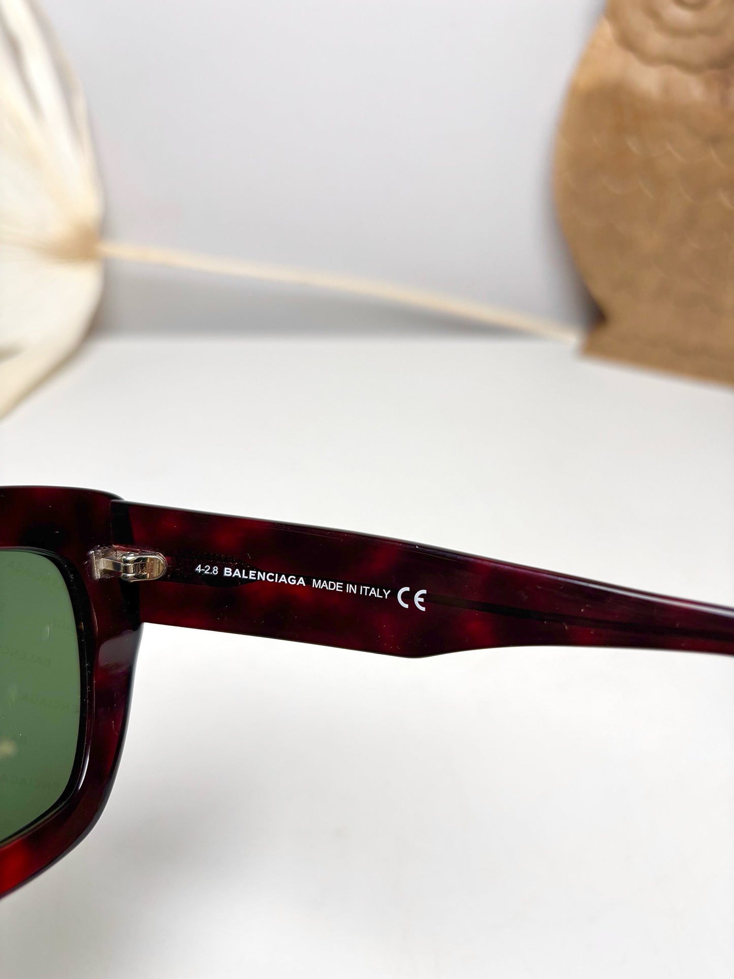 Balenciaga Brown Tortoiseshell Sunglasses w/Logo Watermark Lenses