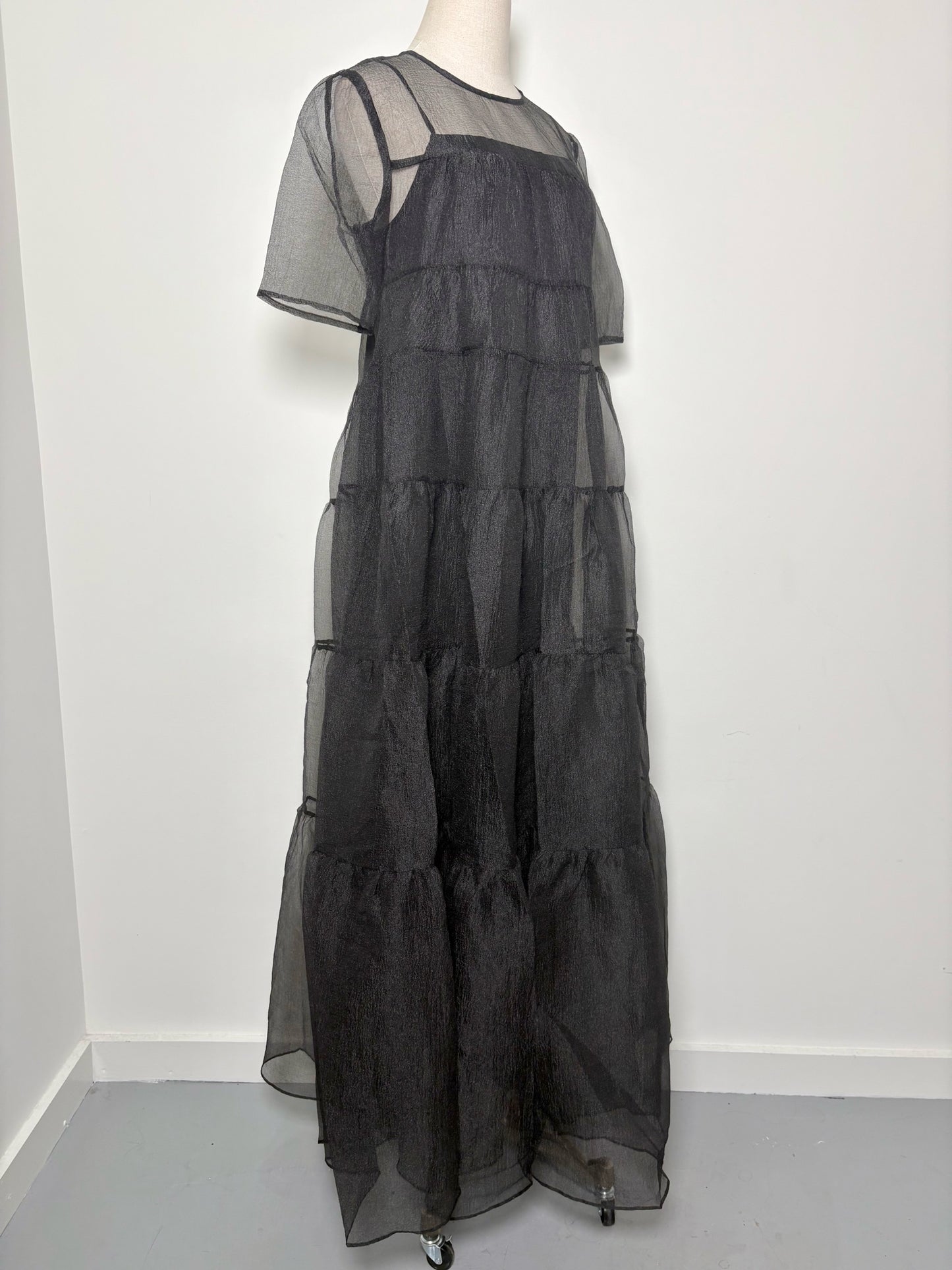 Women Size M Staud Black Organza Pre-owned Dress