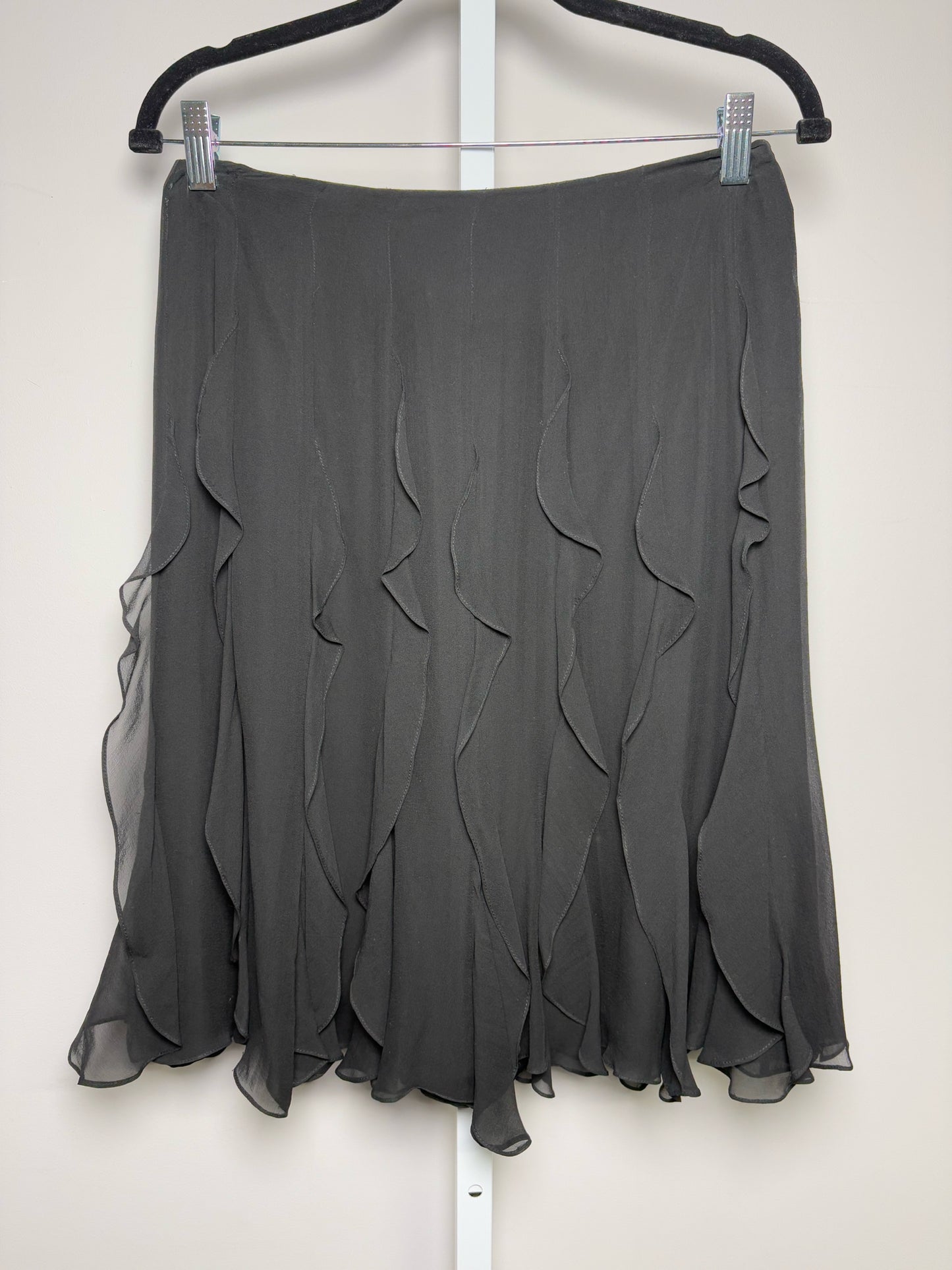 Women Size 6 Carmen Marc Valvo Black Solid Vintage Skirt