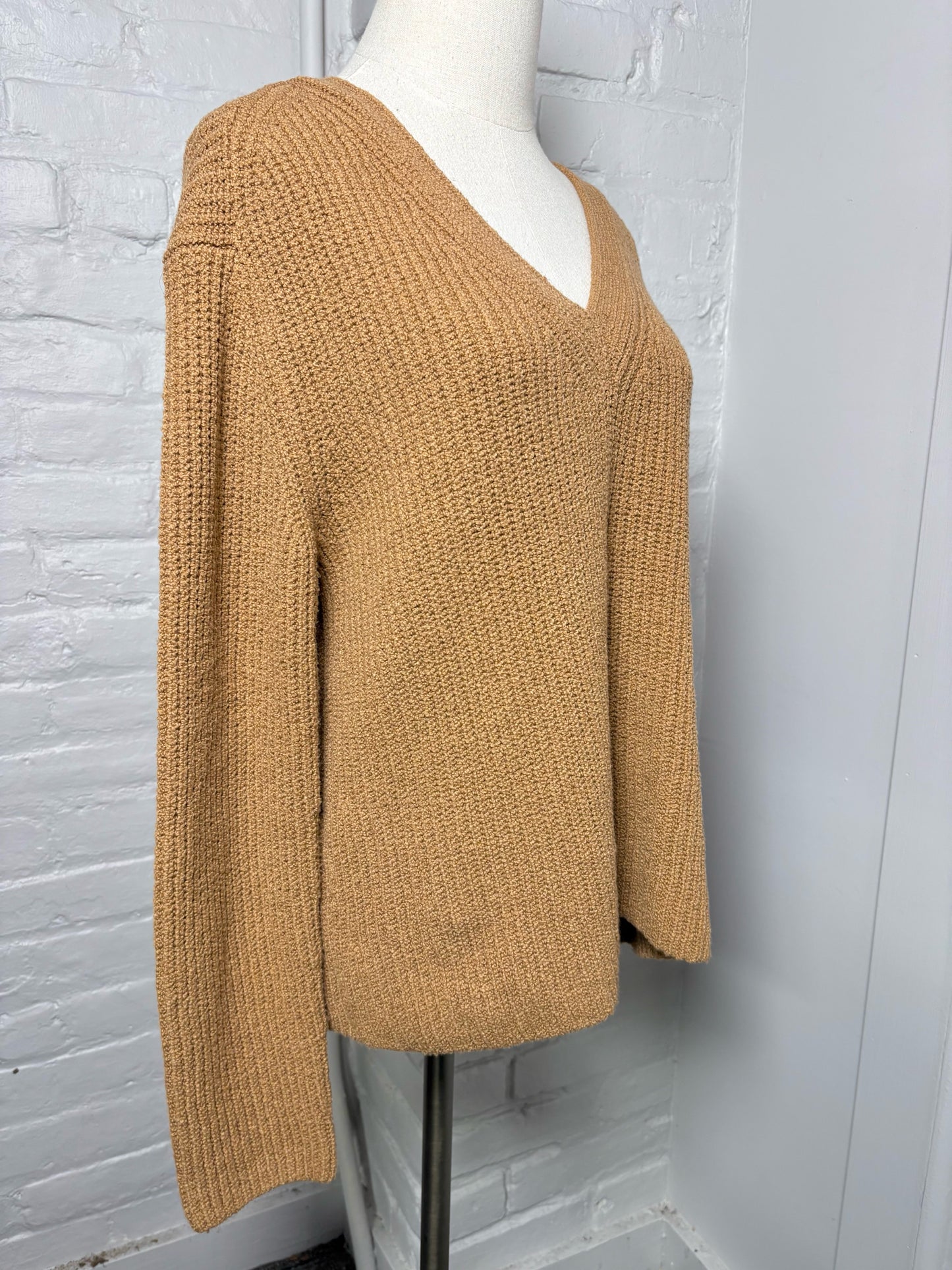 Women Size M Vince Tan Ribbed Cotton Sweater