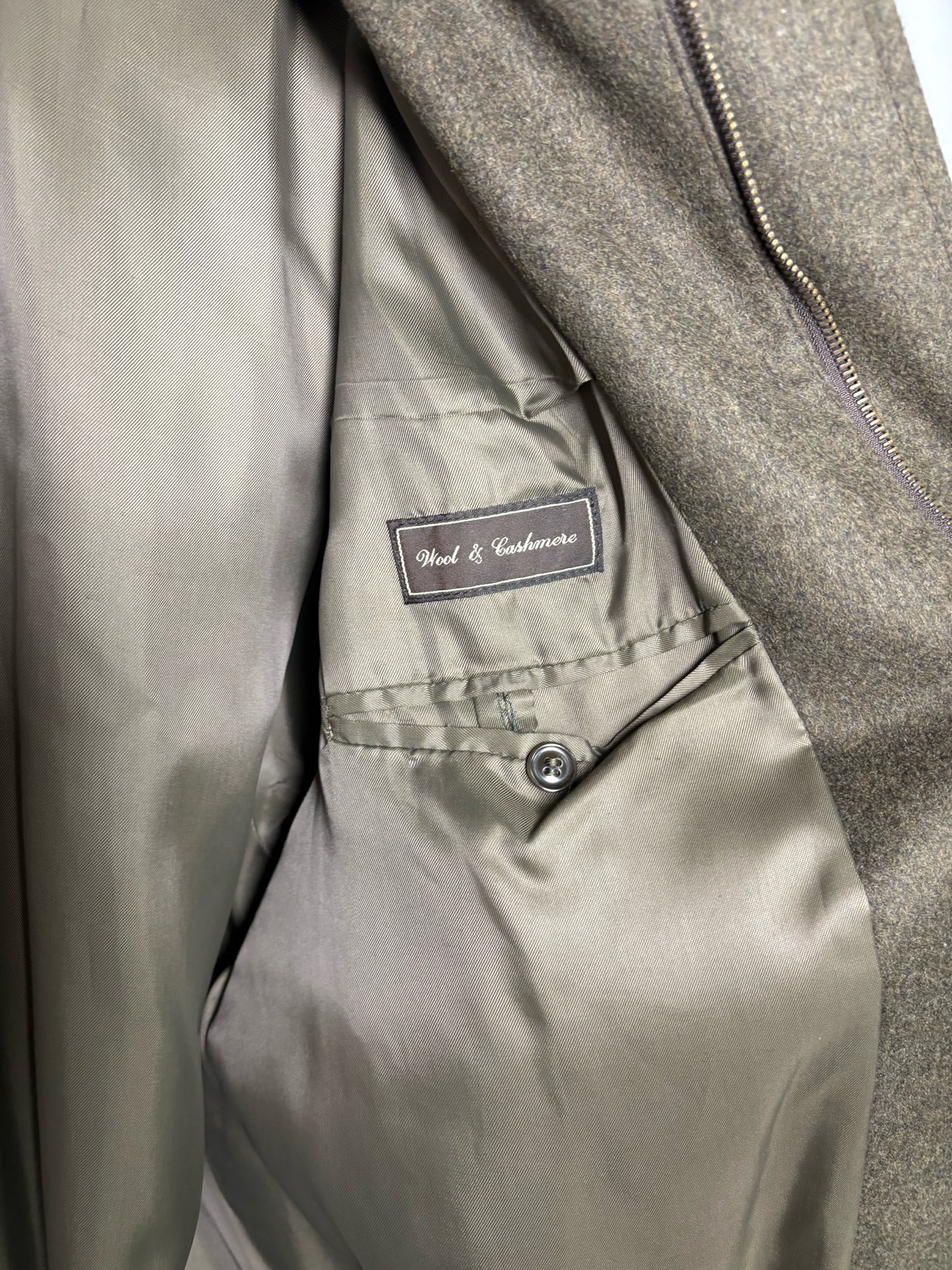 Carroll and Company Beverly Hills Olive Green Wool, Cashmere Solid Men's Jacket