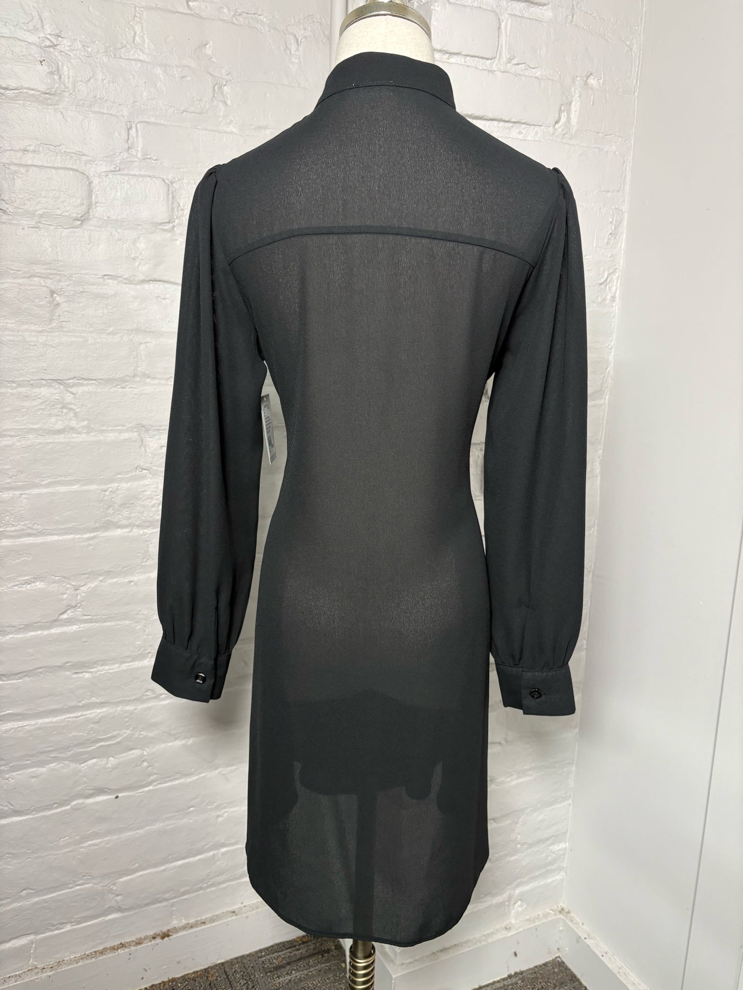 Women Size 38 (2 US) Ayna Black Long Sleeves Shirt Dress