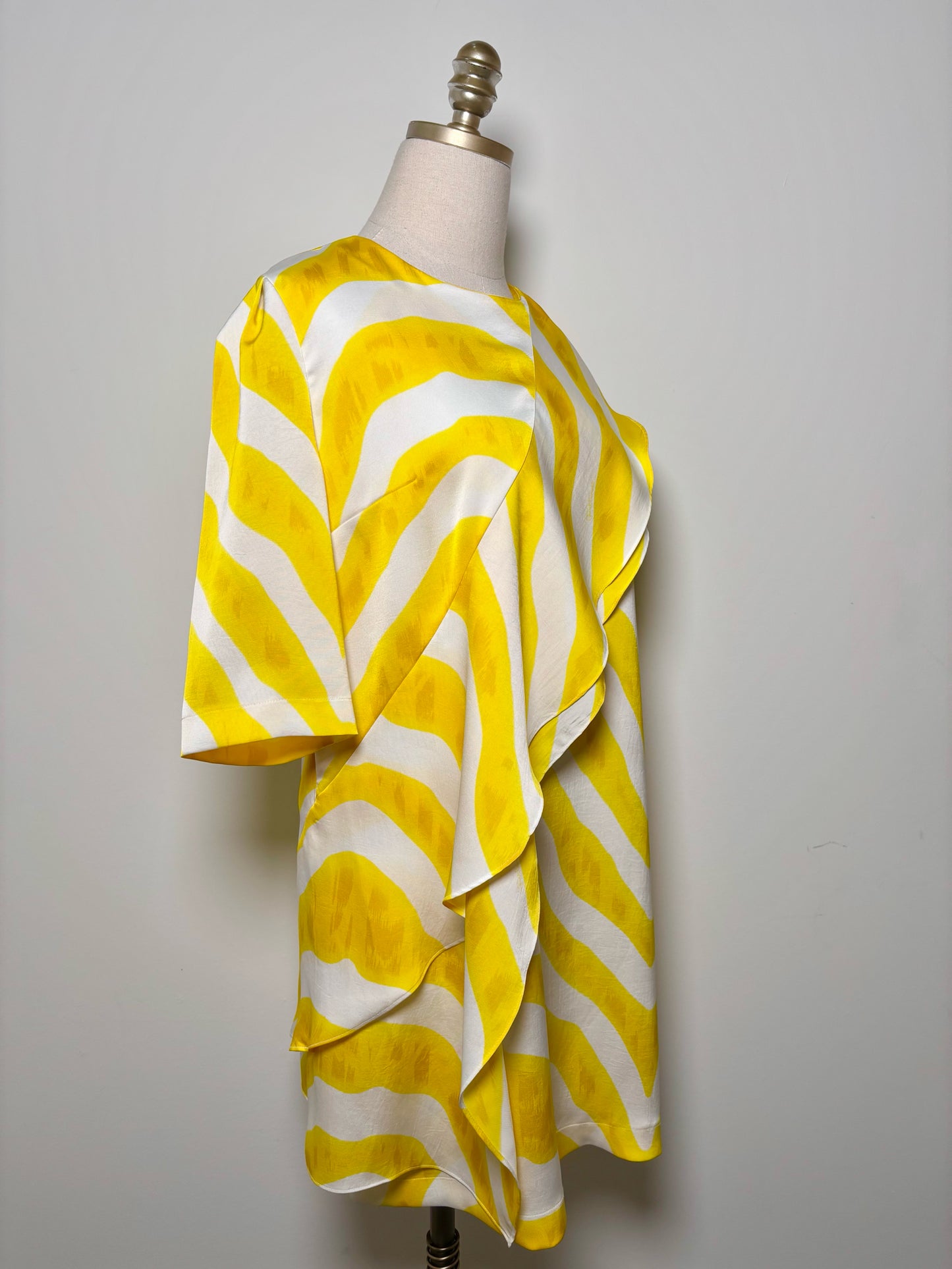 Women Size 46 Just Cavalli Yellow, White Stripe Dress