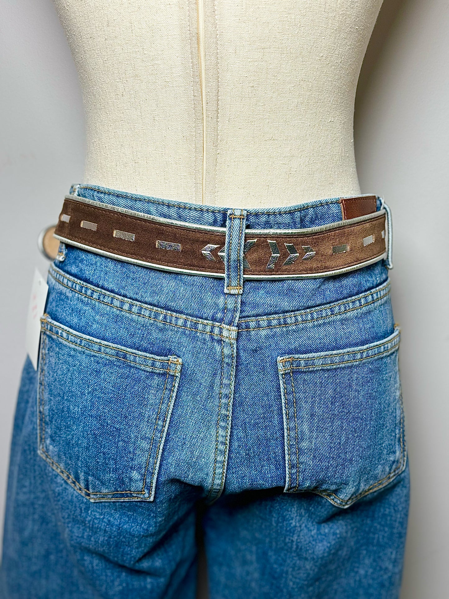 Brown Suede, Leather Combo Streets Ahead Sz L Women's Belt
