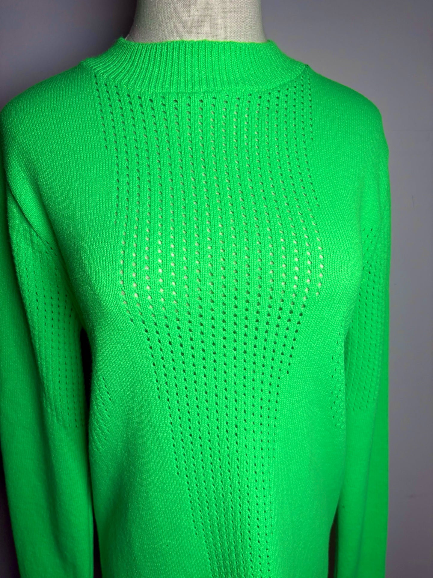 Women Size S Collusion Neon Green LS Sweater