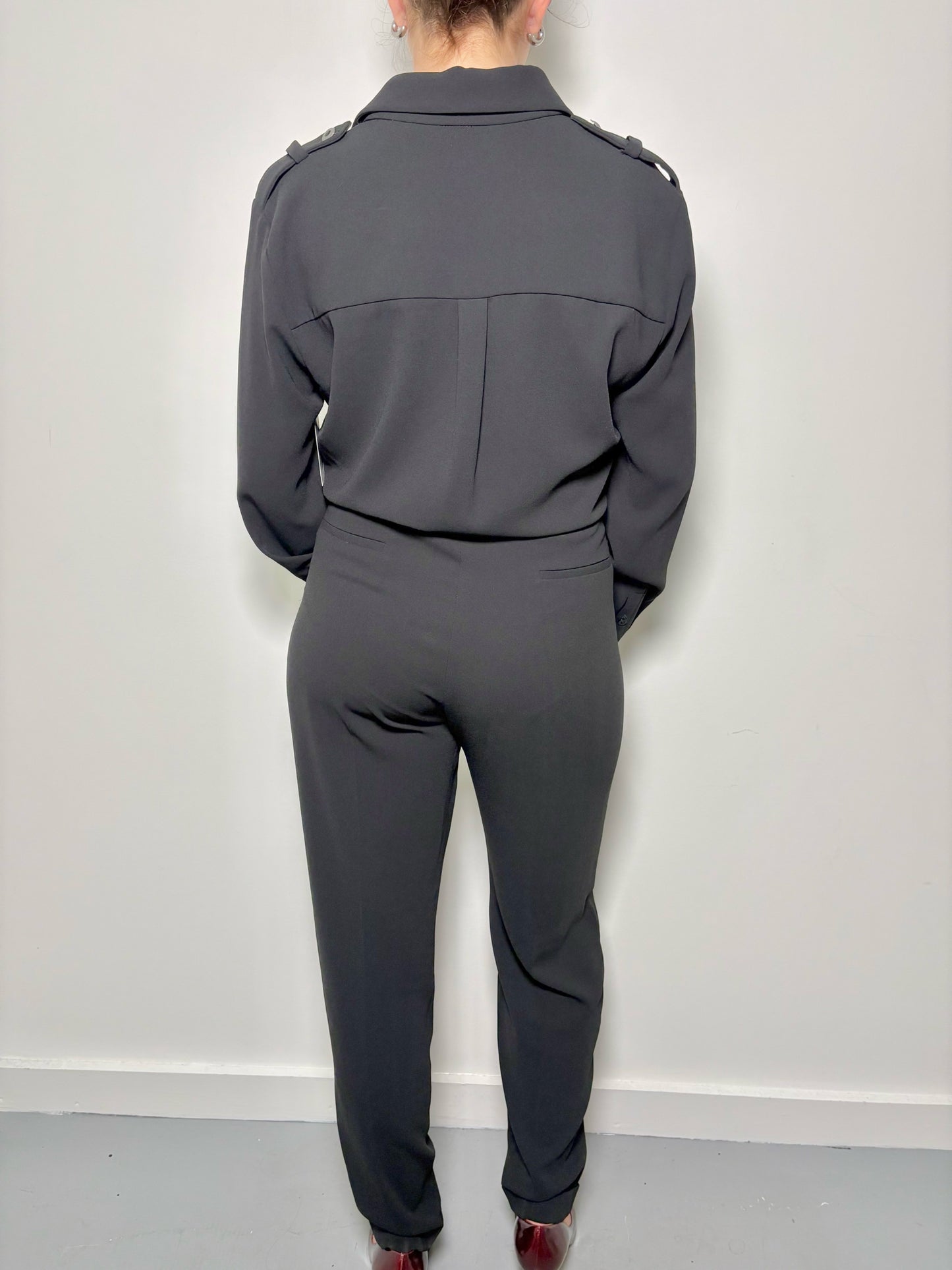 Women Size 40 The Kooples Black Solid Polyester Jumpsuit