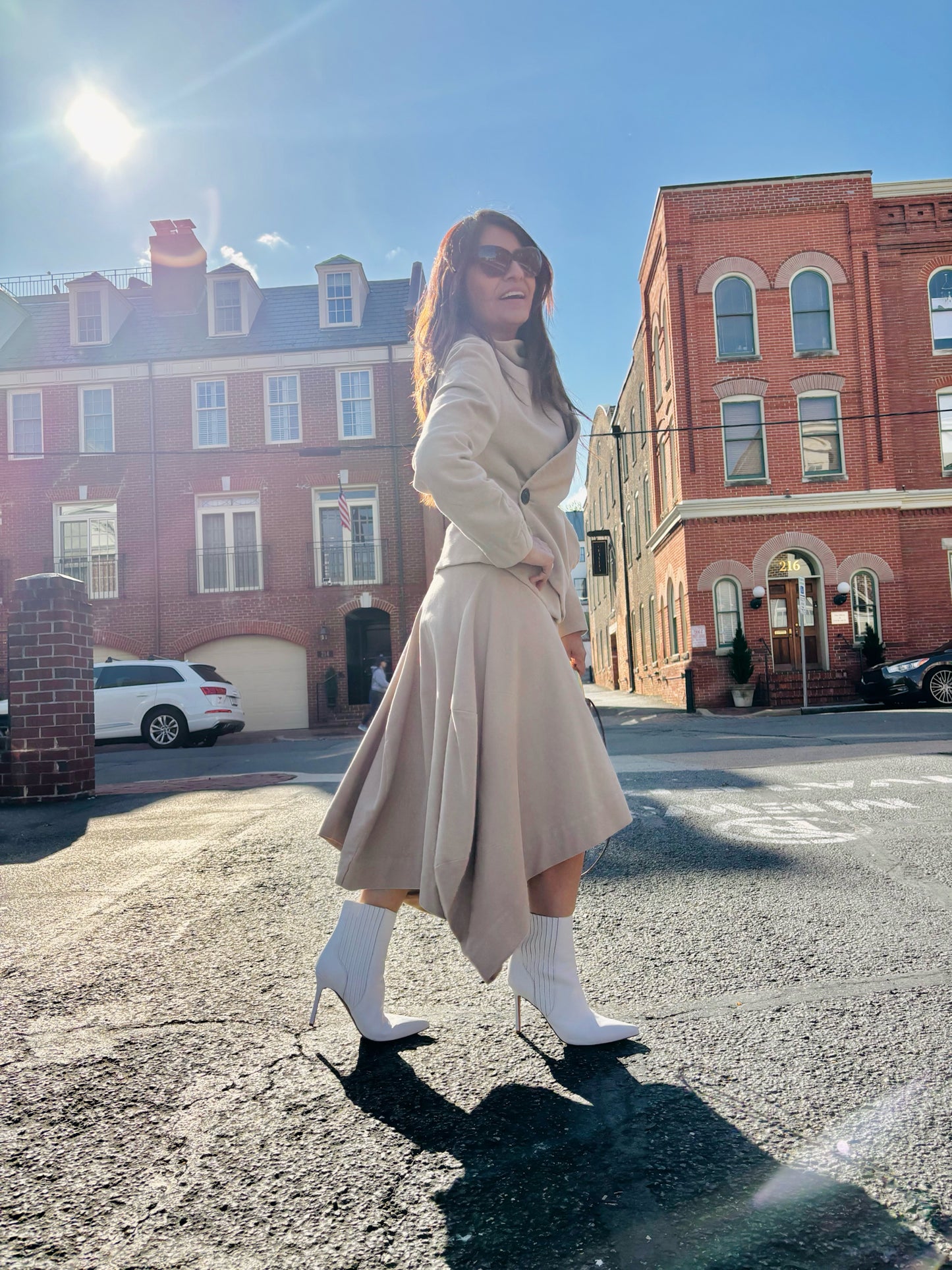 Women Size 6 Vivienne Westwood Anglomania Khaki Solid Cotton Midi Skirt