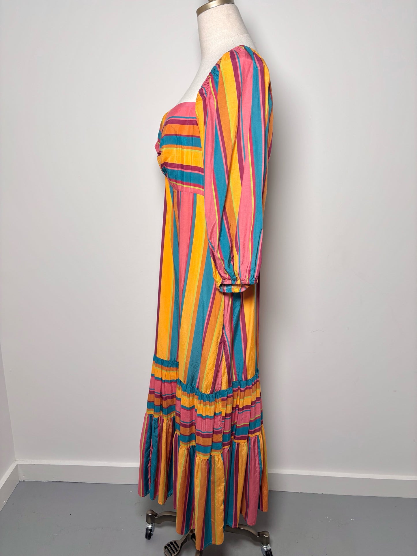 Women Size L Farm Rio x Antrhopologie Rainbow Stripe Dress