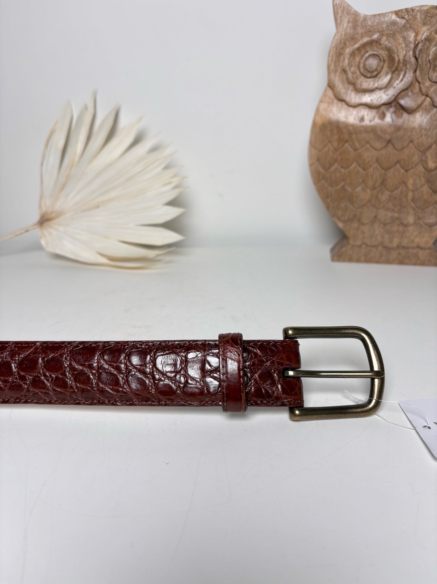 Mens Size 38 Tecovas Brown Alligator Alligator Men's Belt