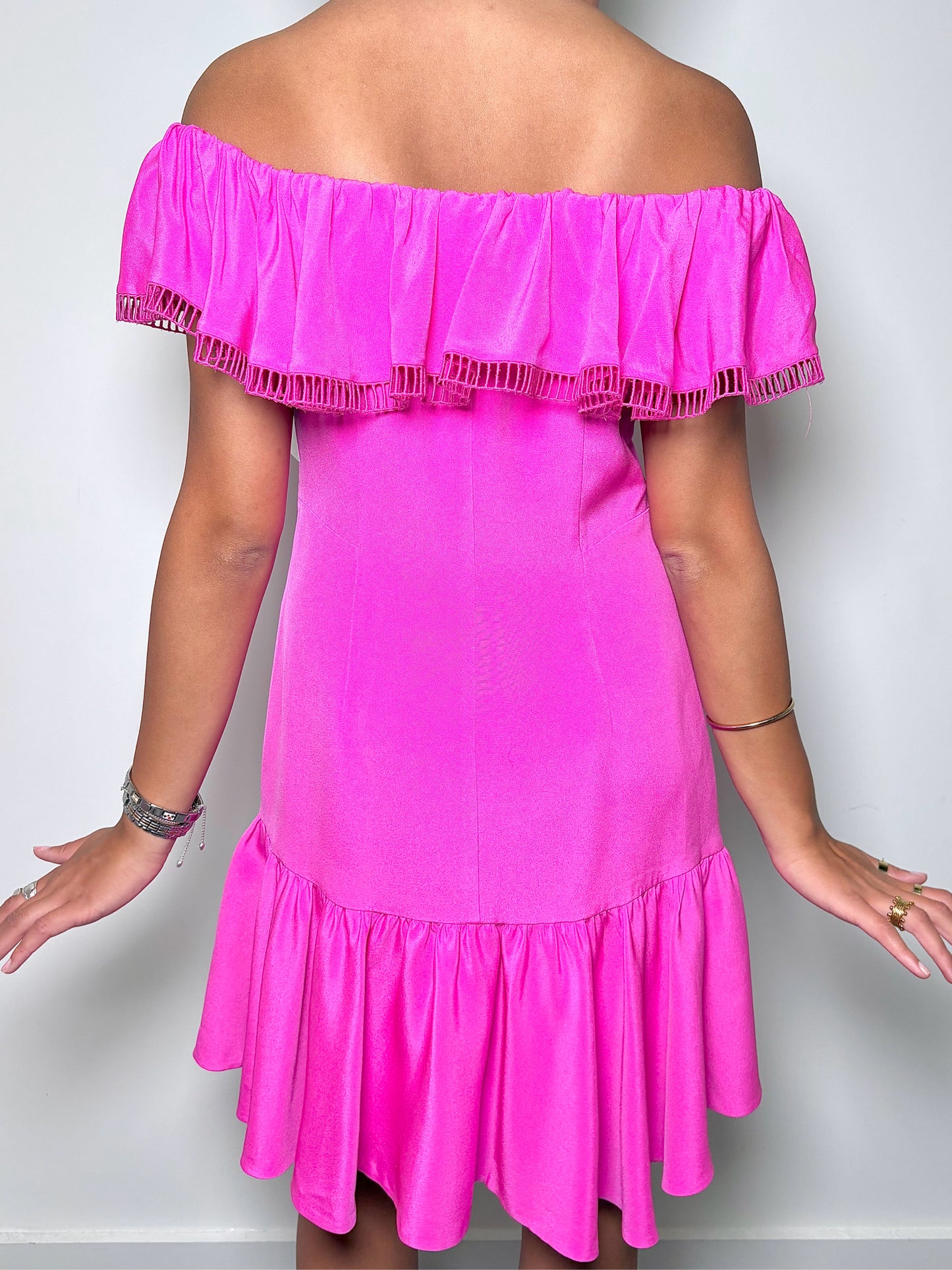 Women Size 8 Rebecca Taylor Fuchsia Solid Silk Dress