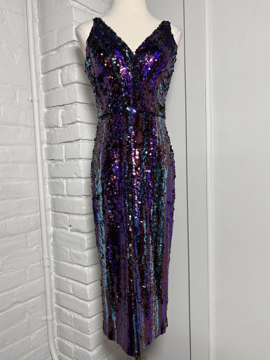 Women Size S Dress the Population Purple Sequins Dress