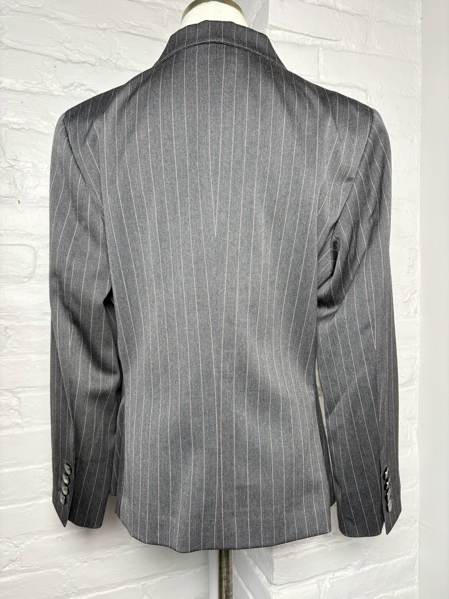 Women Size 46 (10, US) Gianluca Isaia Napoli Gray Pinstripe Wool Vintage Jacket