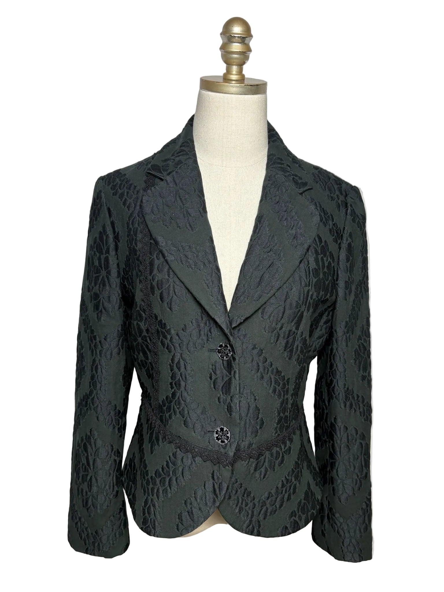 Bazar Christian Lacroix 総柄ジャケット絹100% 38 Christian Lacroix Women's Size 42 Black Jacquard Vintage Pre-Owned