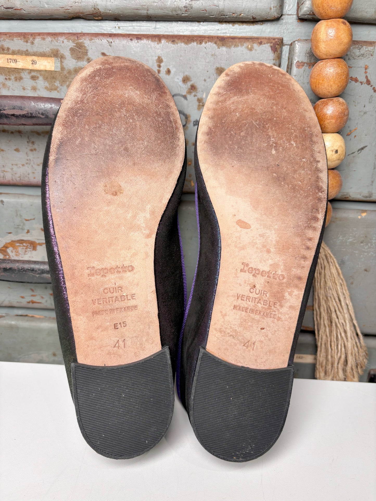W Shoe Size 41 (10 - 10.5) Repetto Purple Leather Goatskin Flats