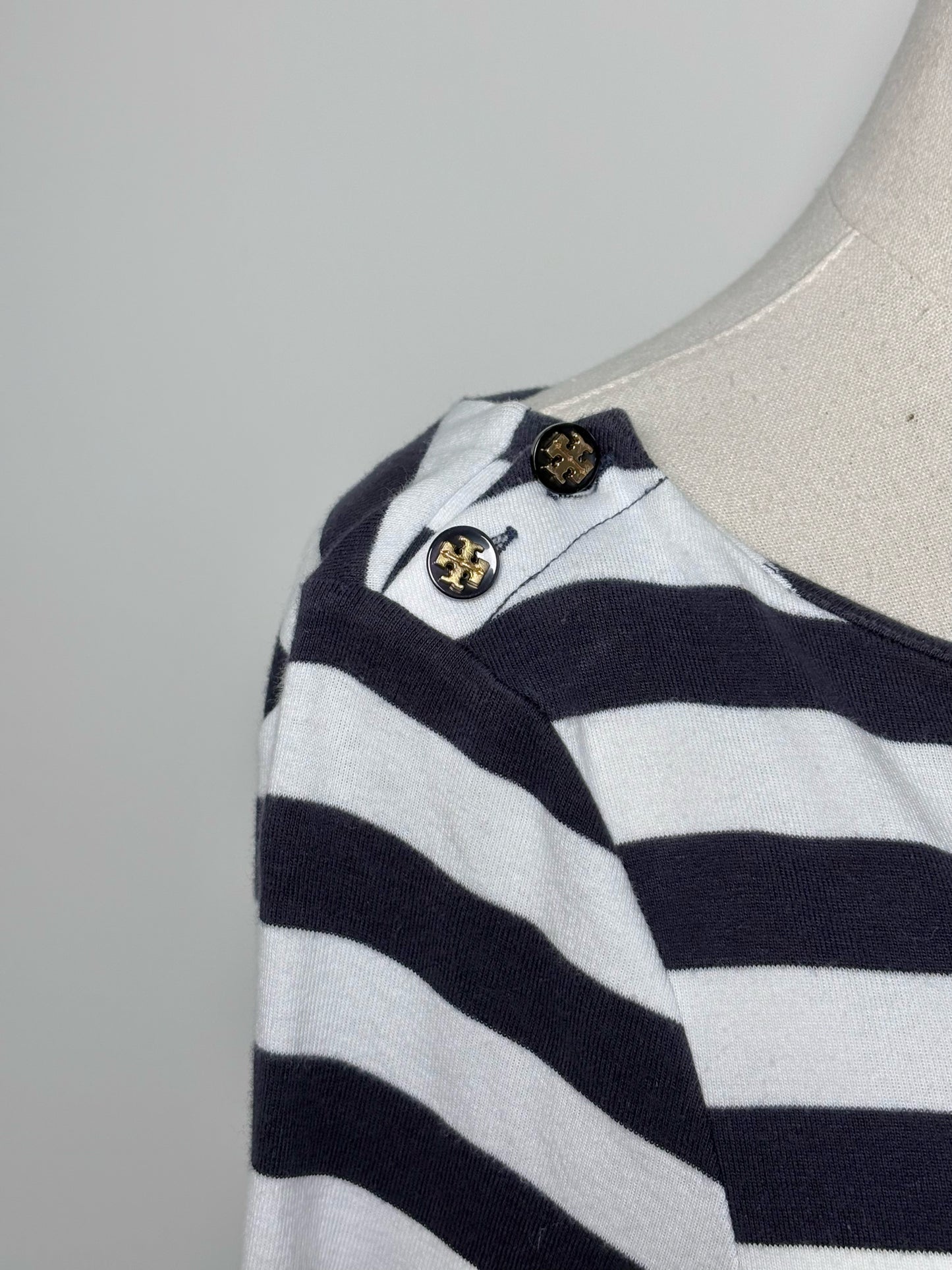 Women Size M Tory Burch Navy & White Stripe Cotton Dress