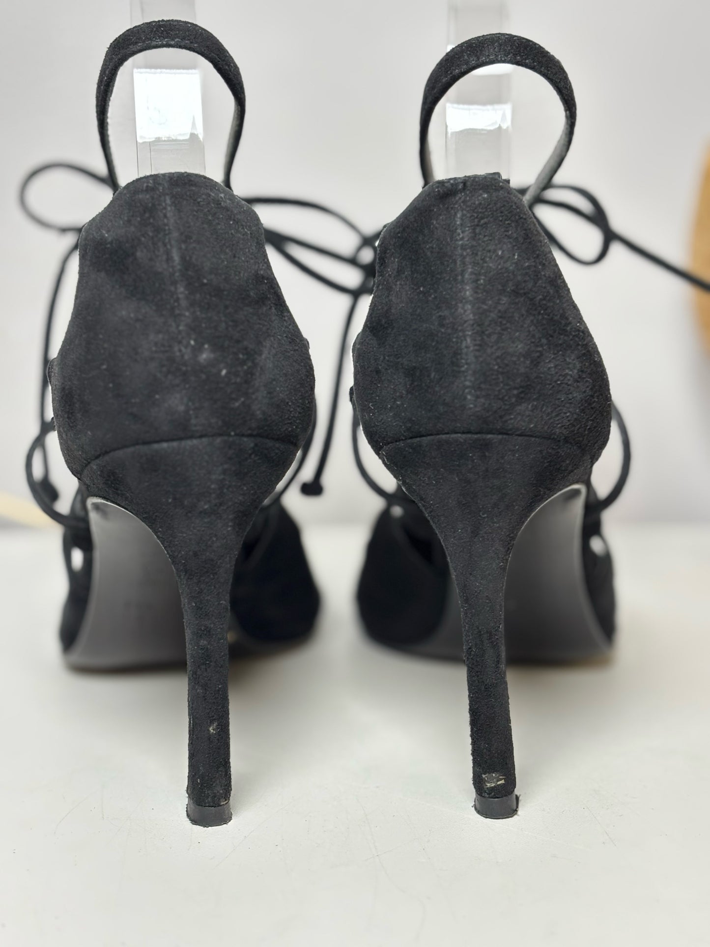 W Shoe Size 7 Stuart Weitzman Black Leather Suede Heels
