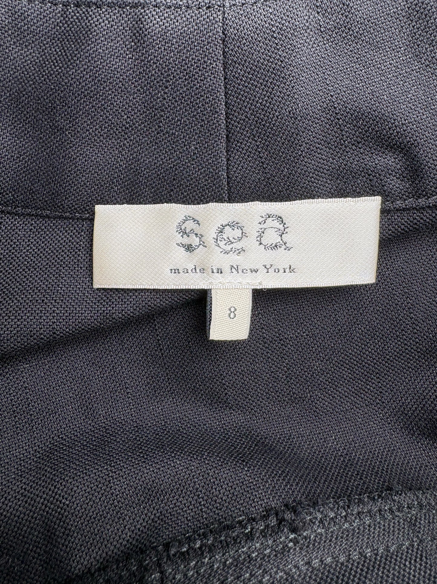 Women Size 8 (M) SEA New York Black Double Belt Cotton Pre-owned Dress