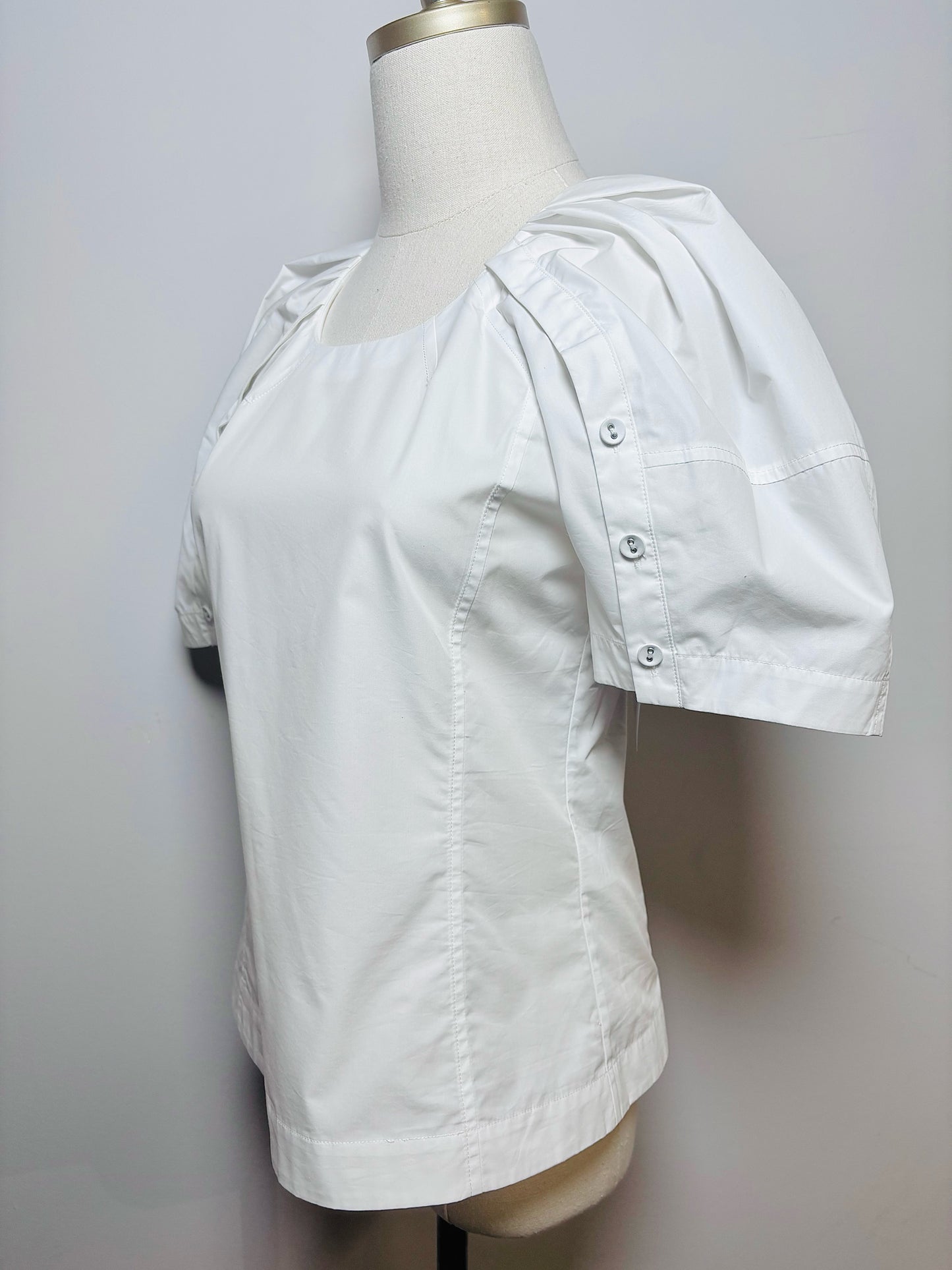 Women Size XS 3.1 Phillip Lim White Solid Cotton Bloom Sleeves NWT Top