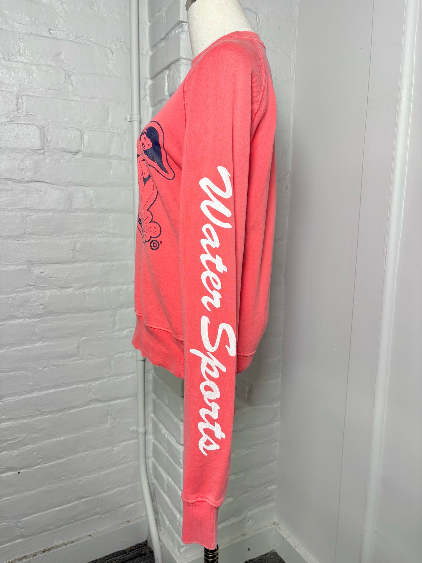 Women Size S Dsquared2 Salmon Graphic Print Water Sports Fun & Games Sweatshirt