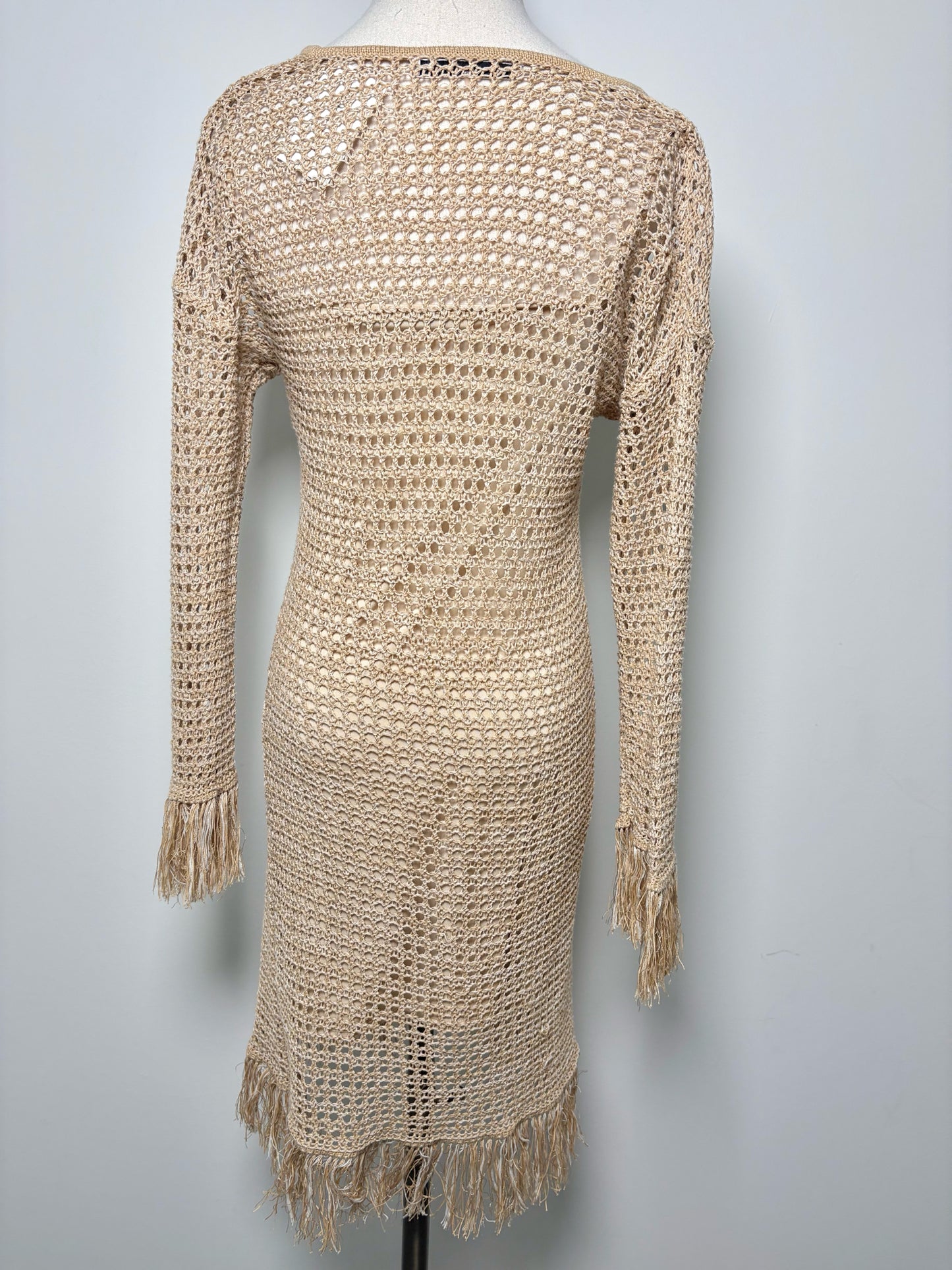 Women Size S Trina Turk Khaki Knitted Cotton, Linen, Viscose Dress