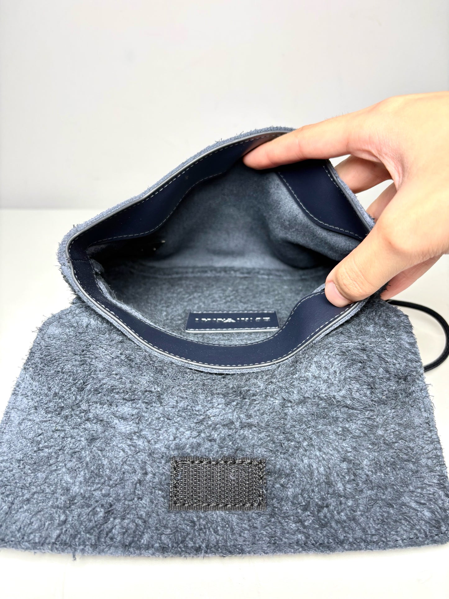 Emporio Armani Slate Blue Suede Men's Bag Pre-Owned NWT