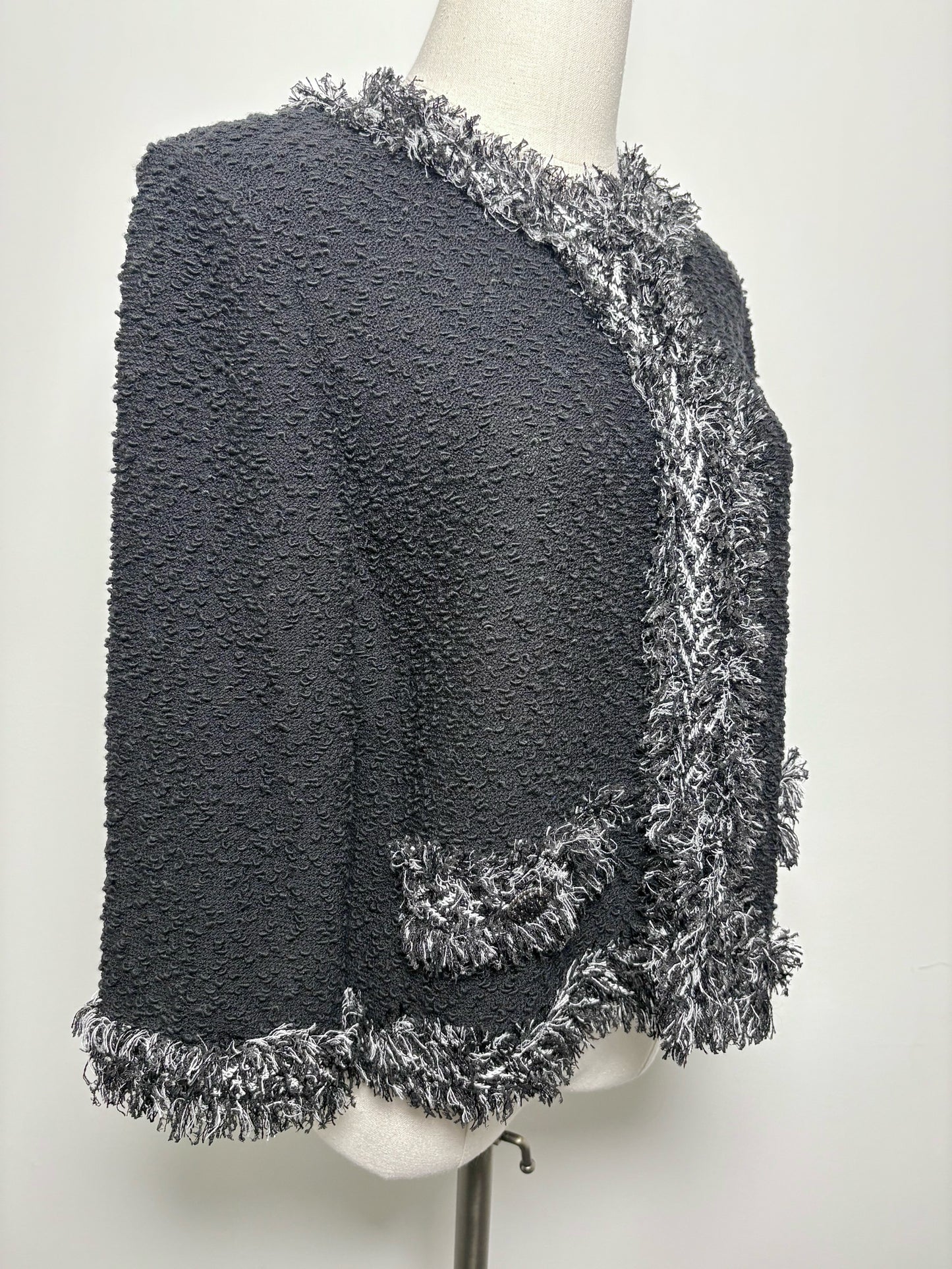 Women Size 8 St. John Black Wool Blend Boucle Jacket