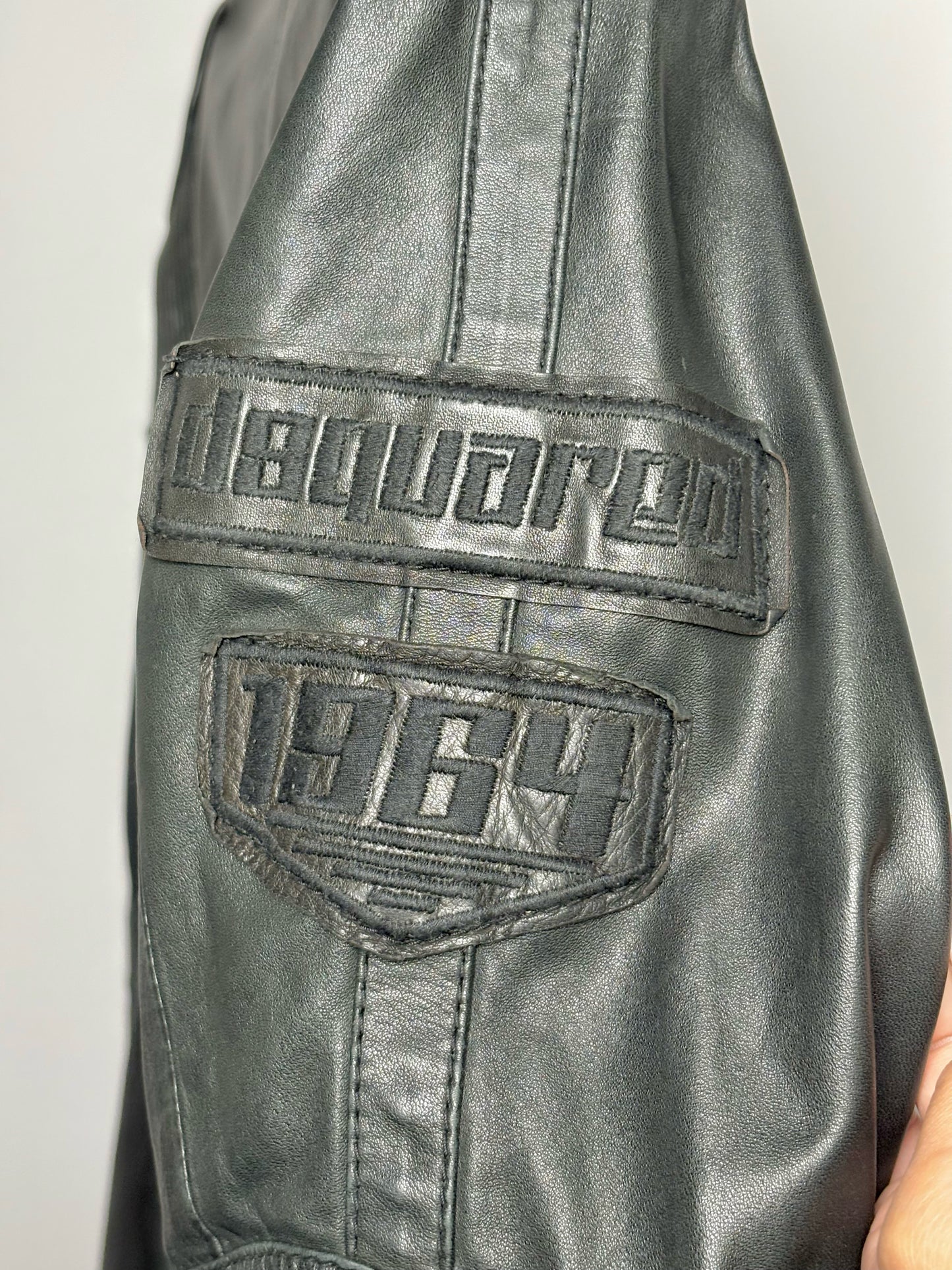 Dsquared2 Black Leather Solid Men's M/L Jacket