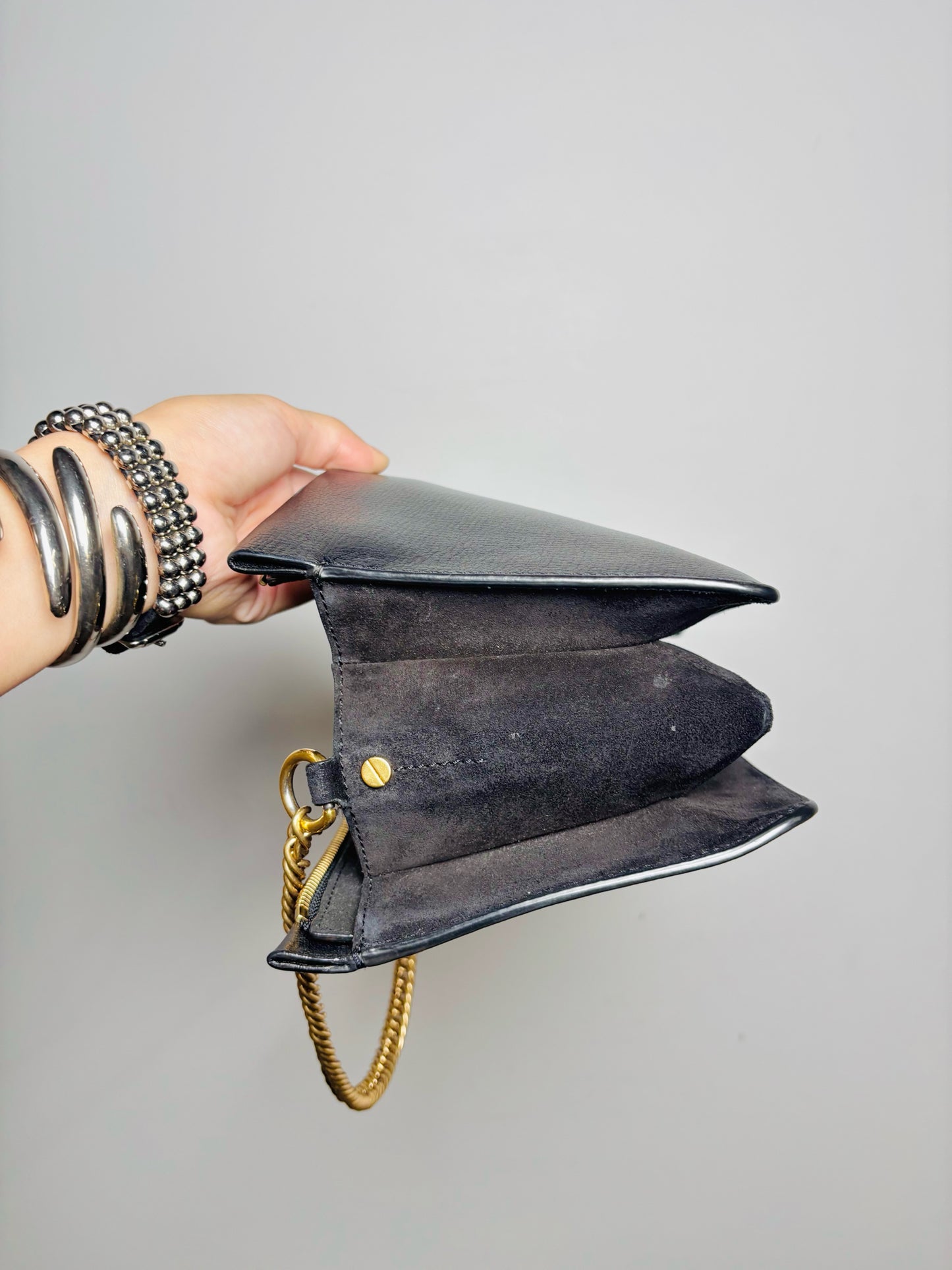 Givenchy Solid Leather Black Goatskin 3 Crossbody Purse