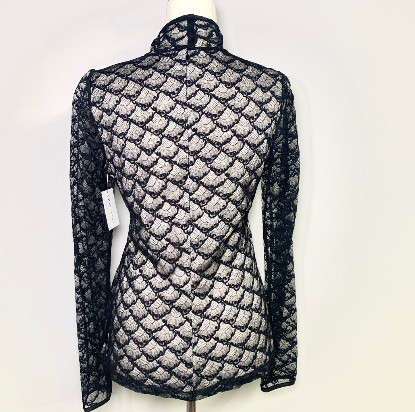 Women Size 6 Diane Von Furstenberg Black Lace LS Blouse