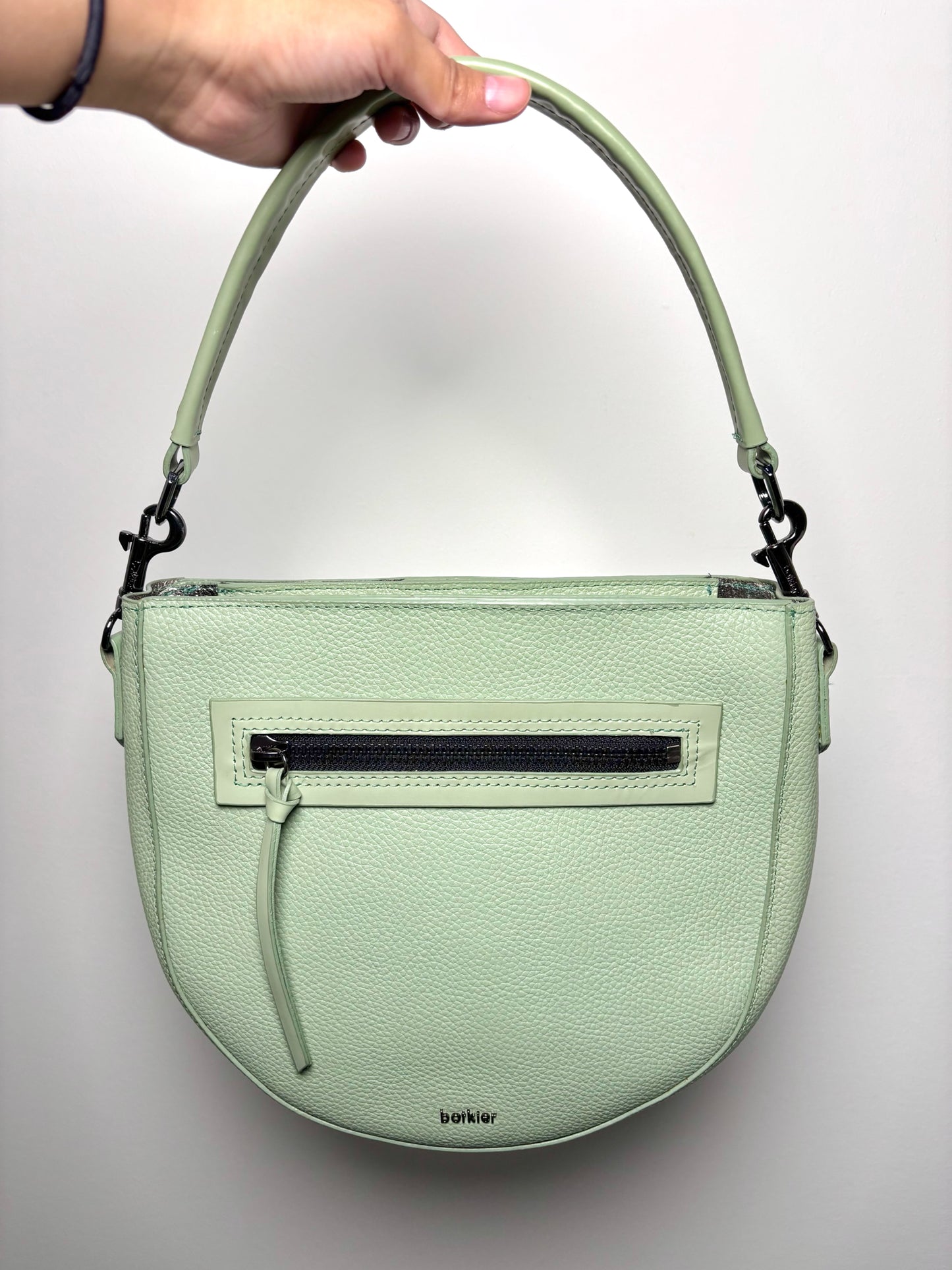 Botkier New York Solid Leather Pistachio Green Saddle Bag