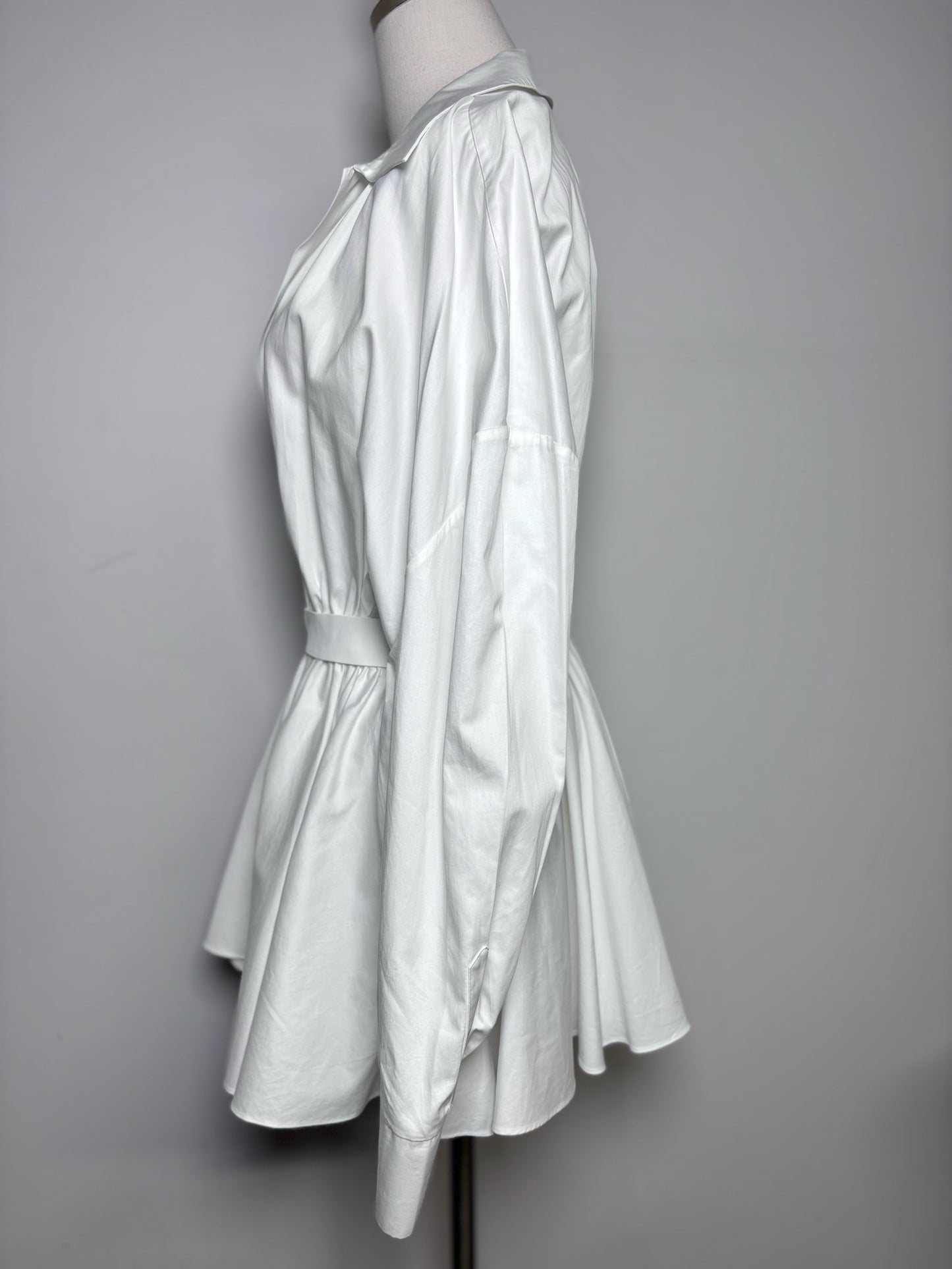 Women Size 38 (M) Norma Kamali White Solid 100% Cotton Pre-owned Dress
