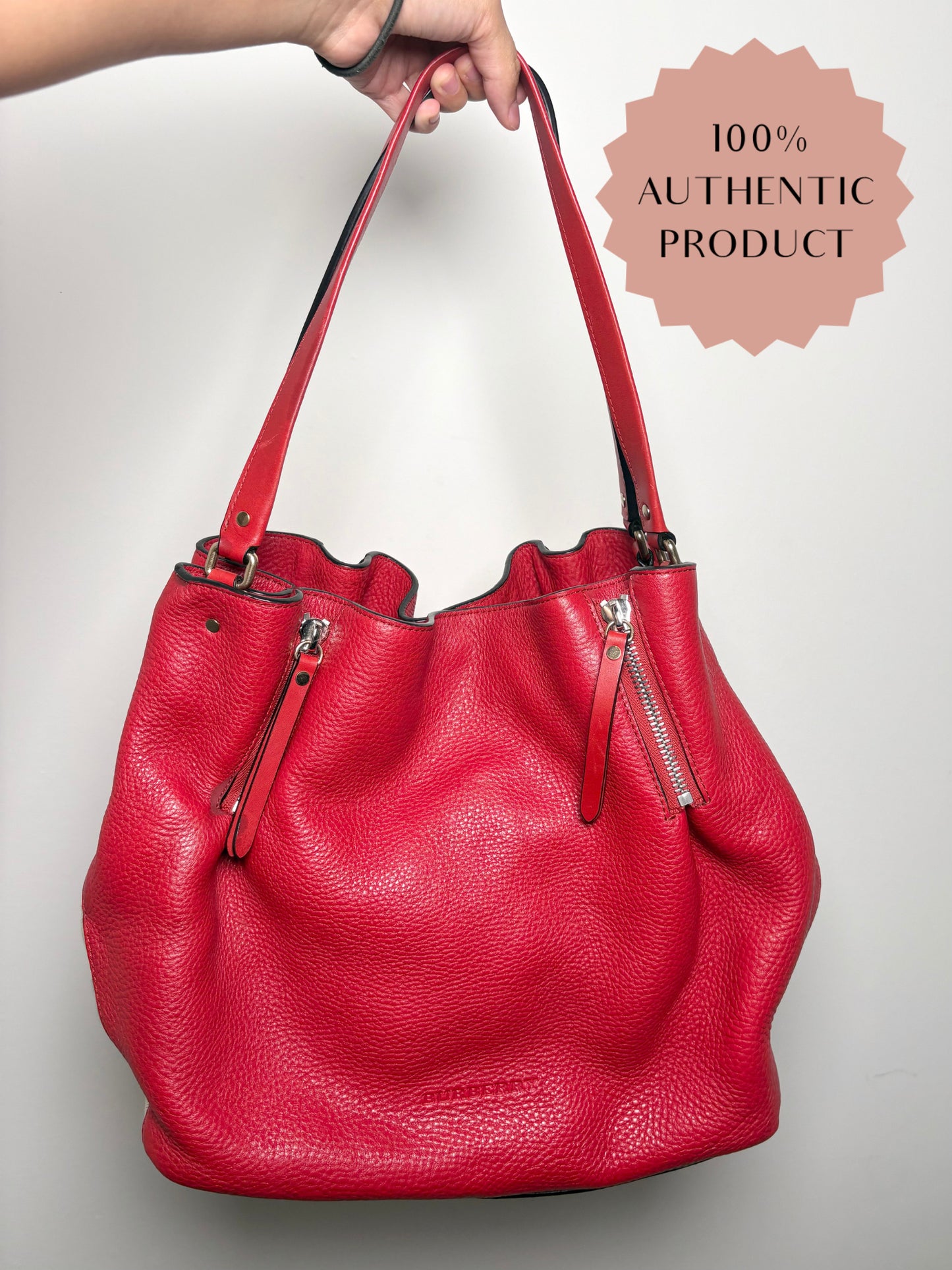 Leather Burberry Haymarket Check Pre-owned Red Medium Purse