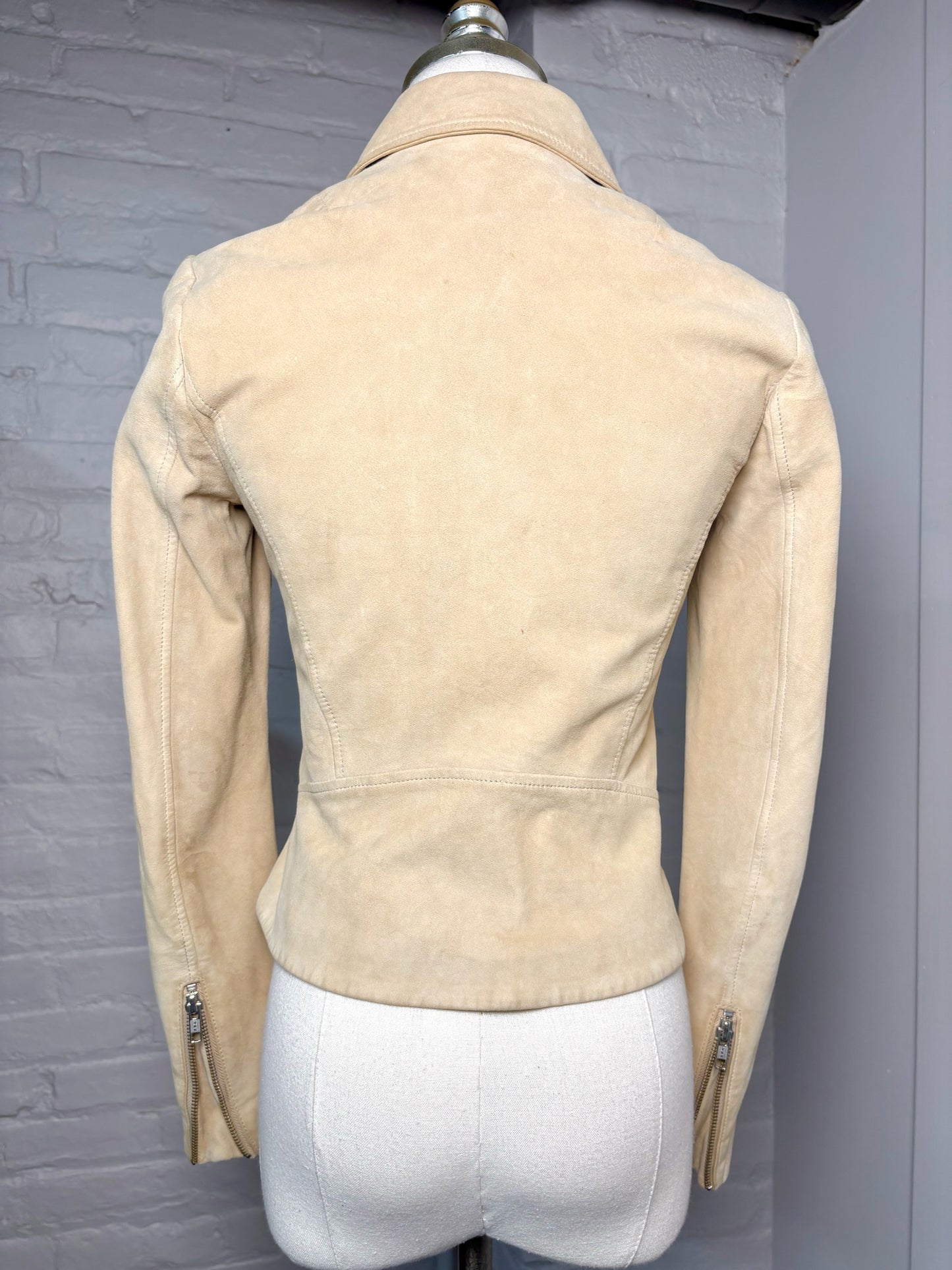 Women Size 4 ALC Camel Solid Suede Leather Jacket
