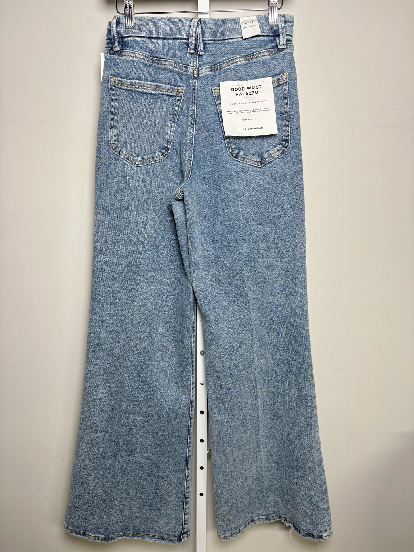 Women Size 29 (8) Good American Light Blue Solid Cotton, Spandex Jeans