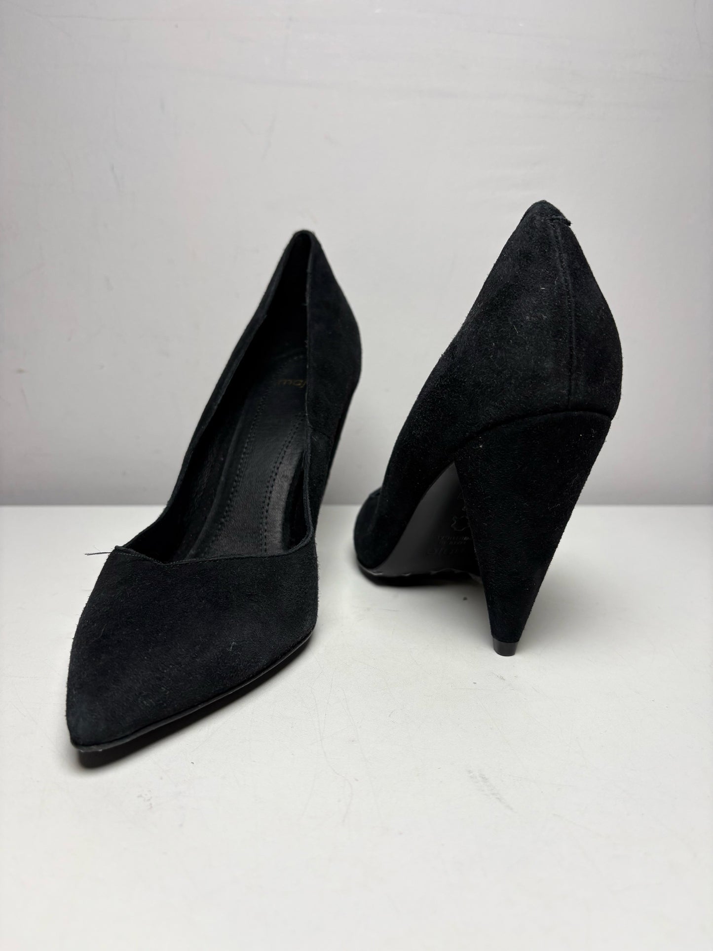 Women's Shoe Size 40 (US 9.5) Maje Black Suede Leather NWOT Pre-Owned Pointed Toe Heels