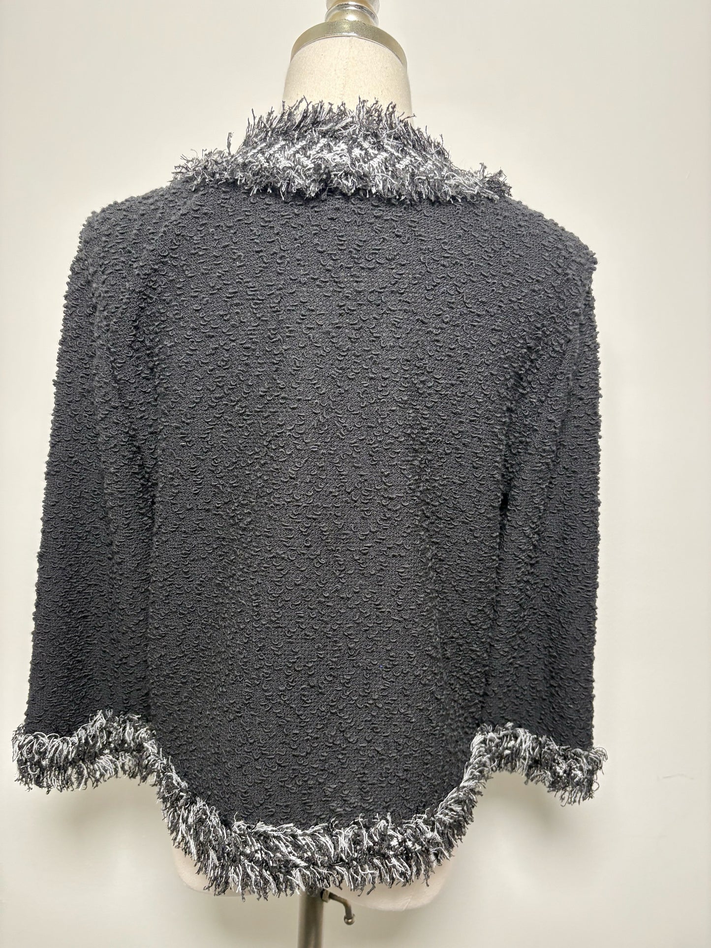 Women Size 8 St. John Black Wool Blend Boucle Jacket