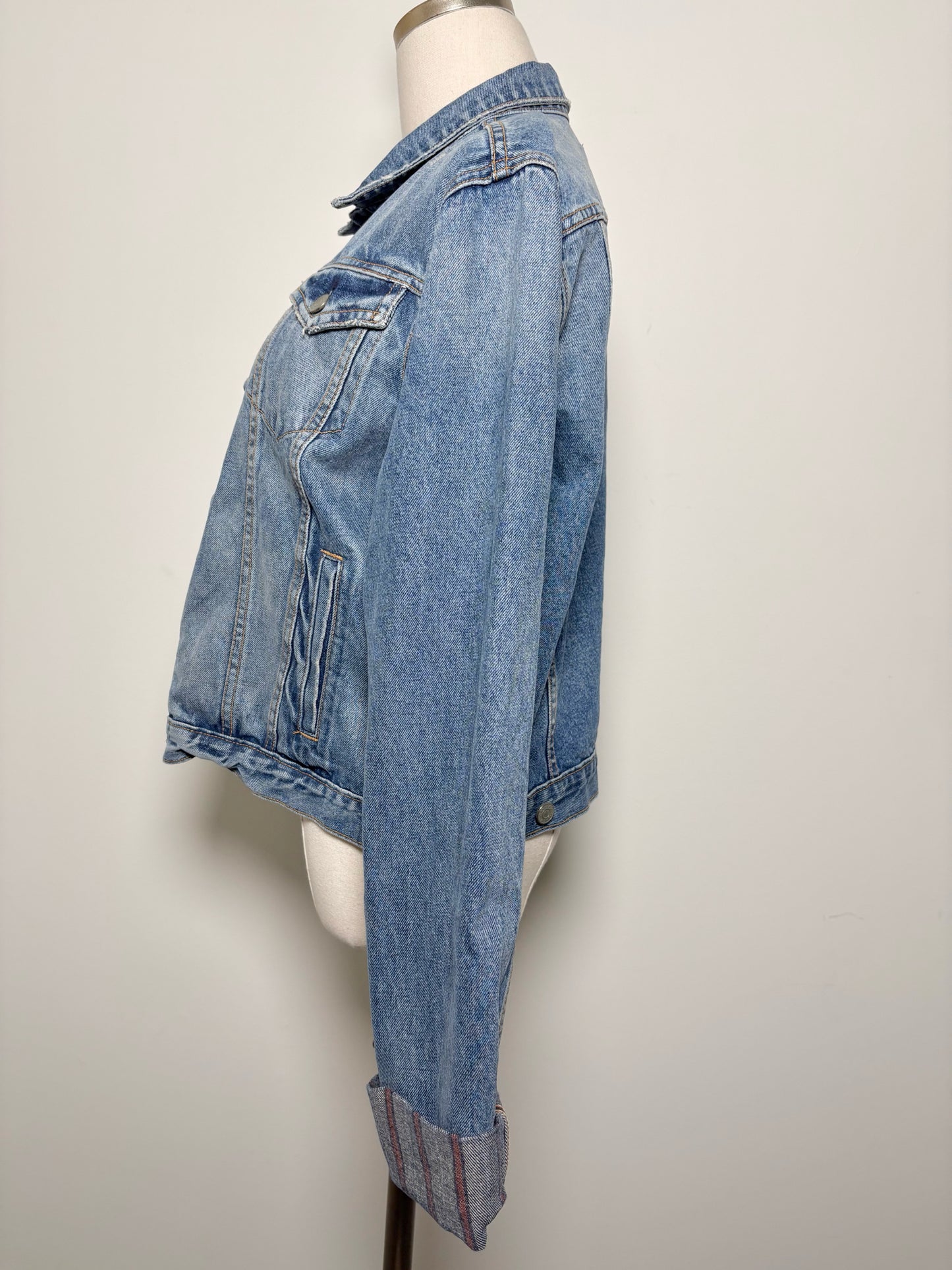 Women Size L GRLFRND Blue Denim Jacket
